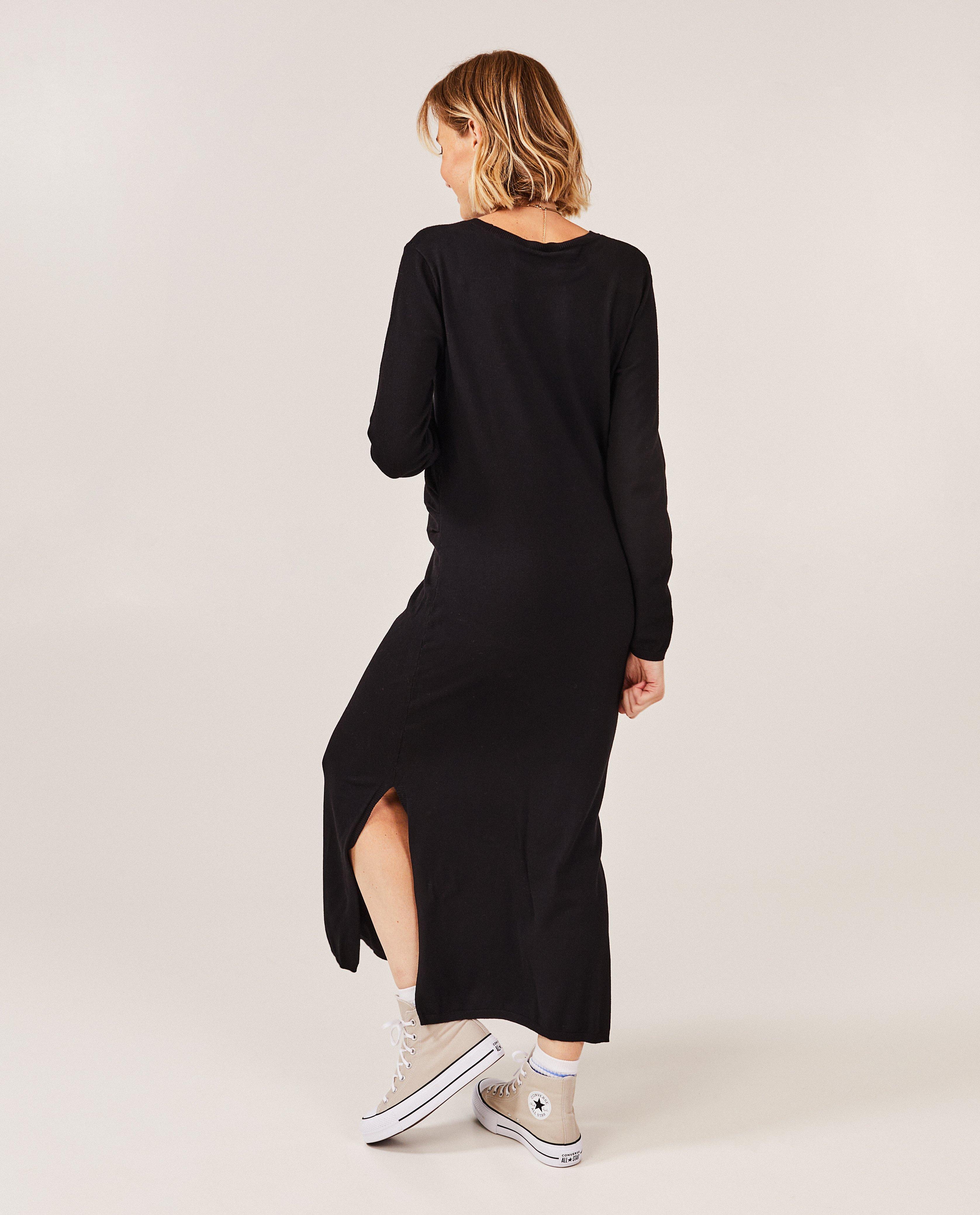 Robes - Longue robe noire en fin tricot