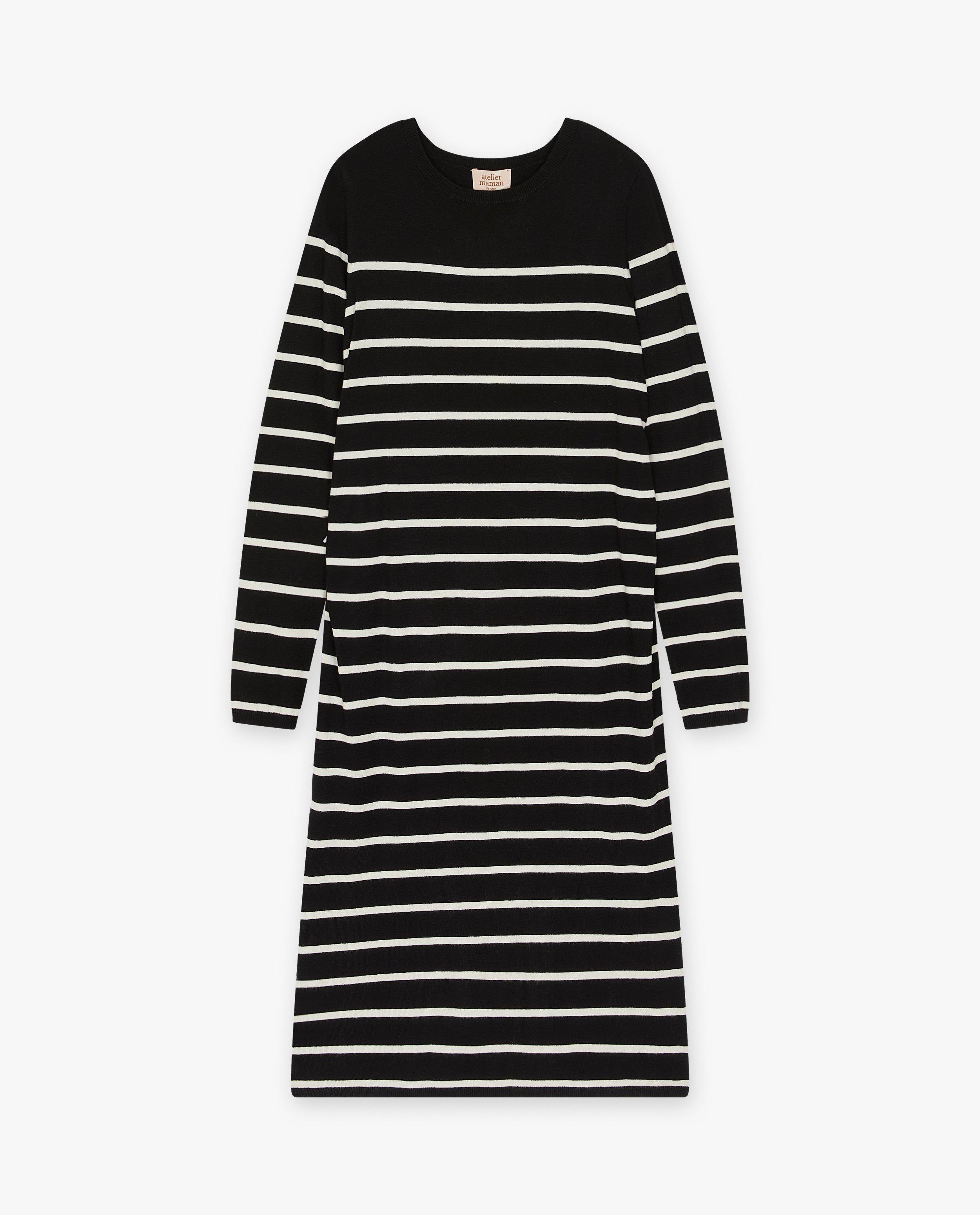 Robes - Longue robe rayée en fin tricot