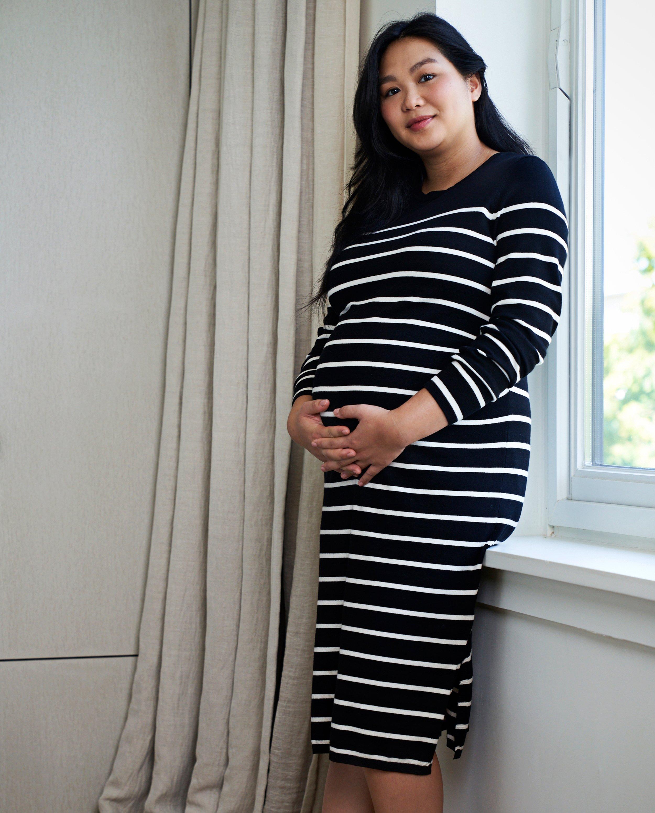 Robes - Longue robe rayée en fin tricot