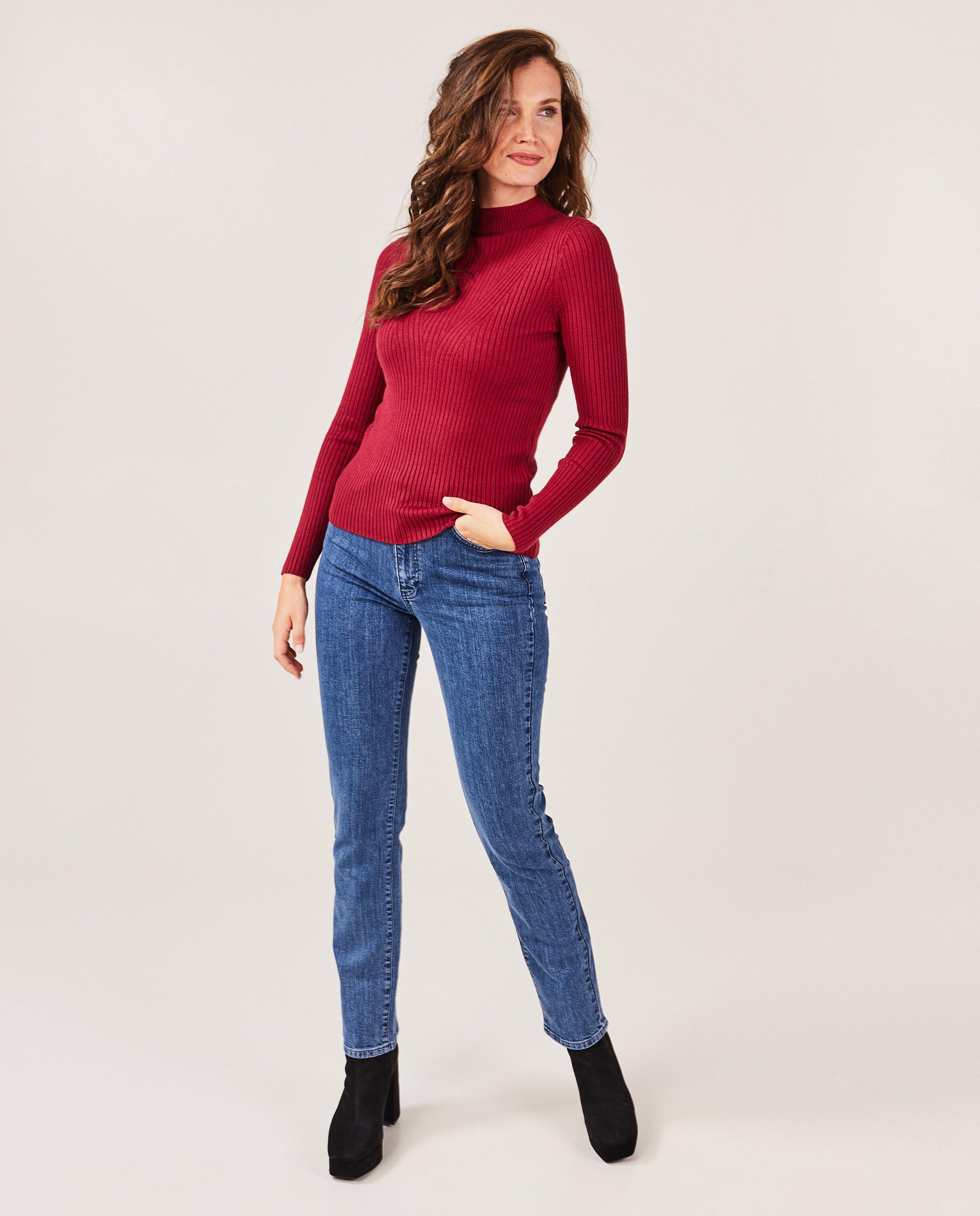 Donkerrode longsleeve met rib - null - Sora