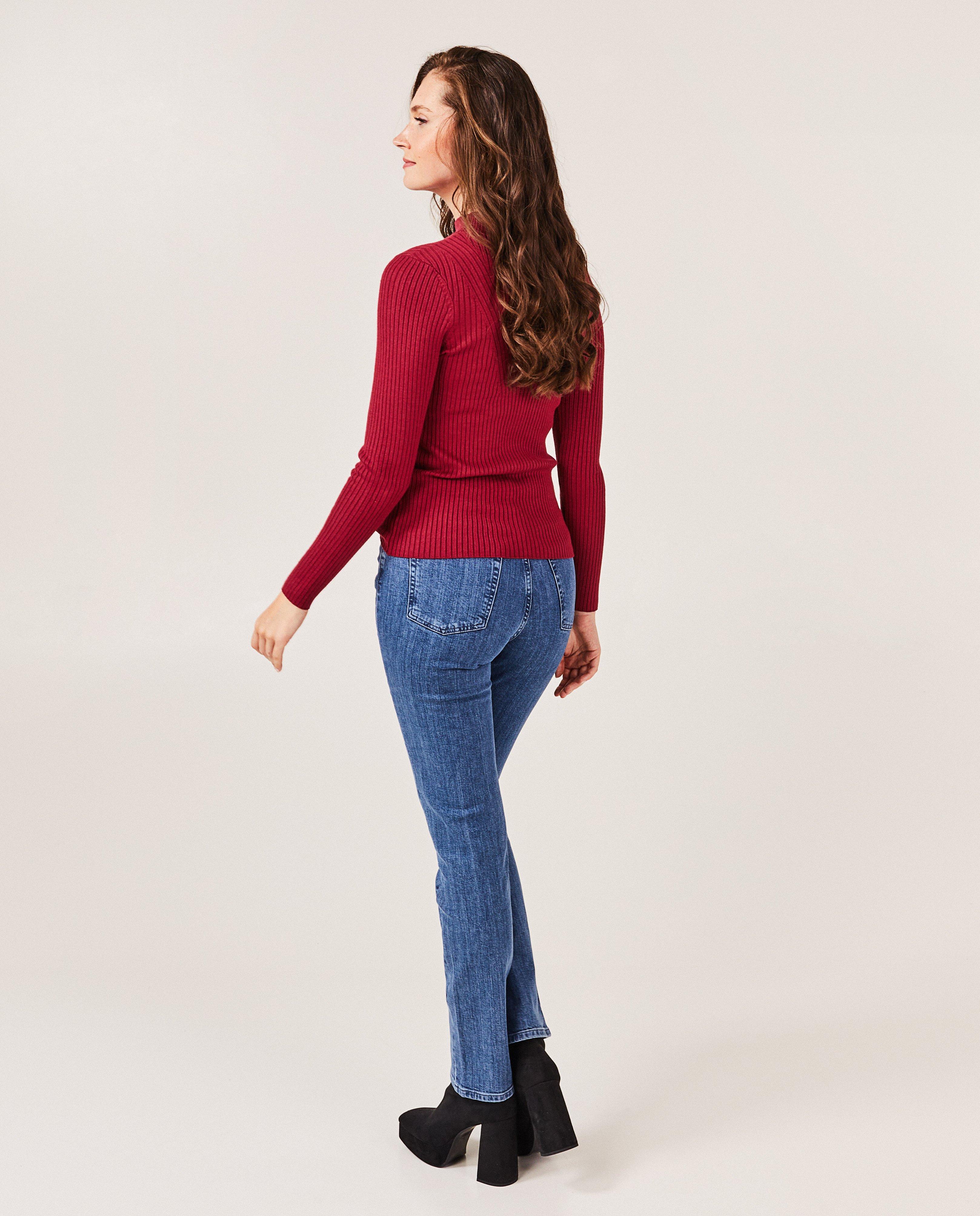 Truien - Donkerrode longsleeve met rib