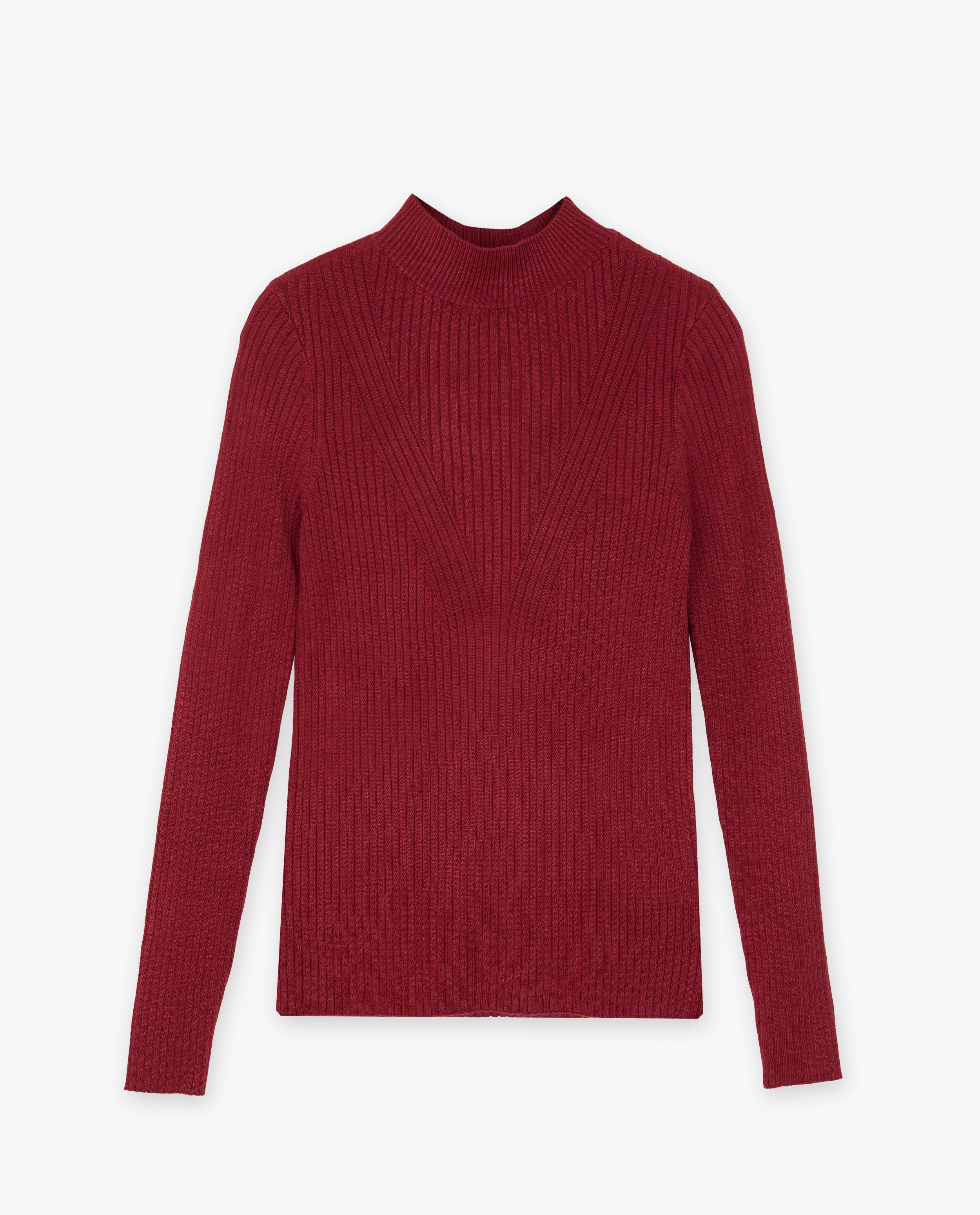 Truien - Donkerrode longsleeve met rib