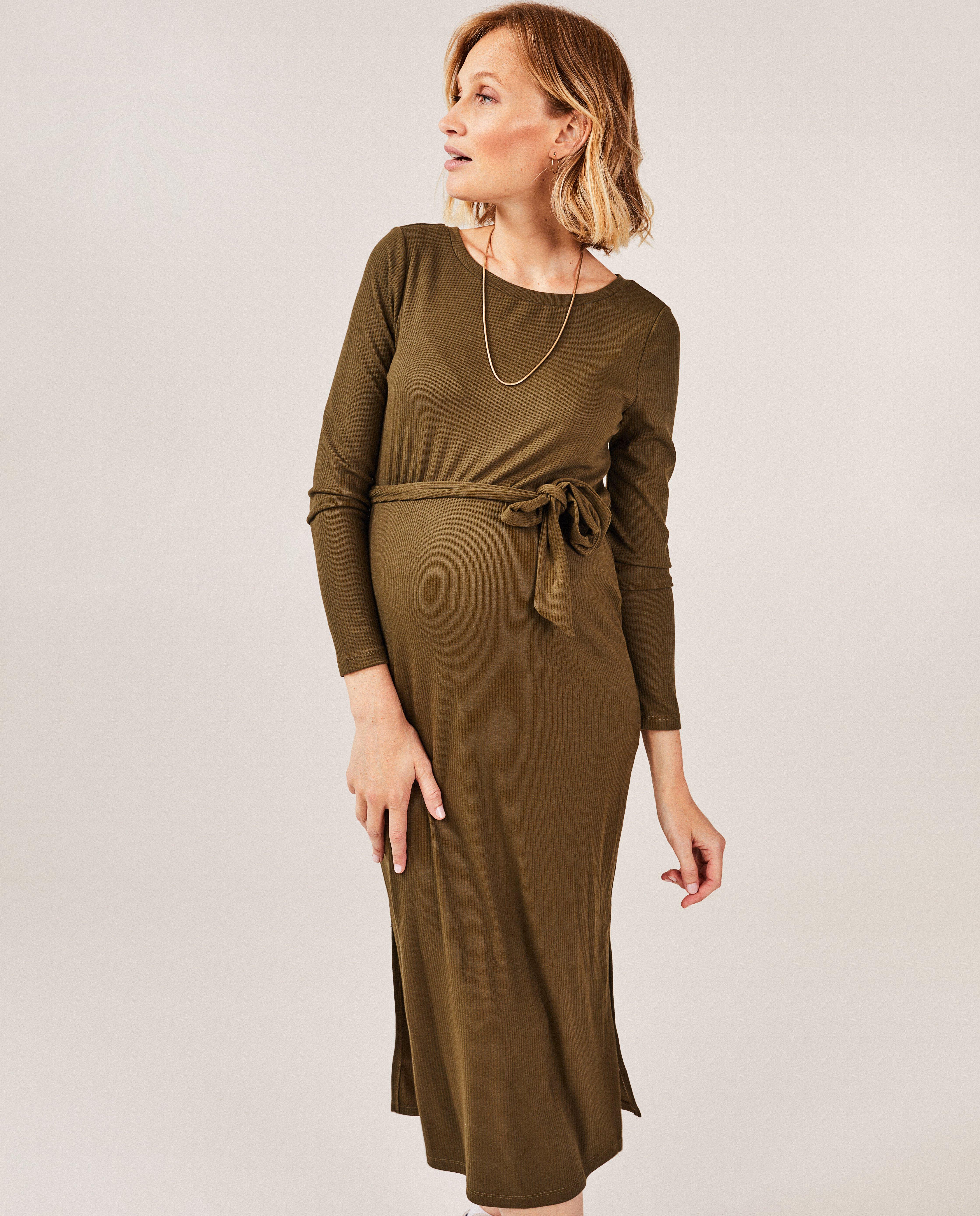 Groene jurk met rib Atelier Maman JBC Belgie Belgie