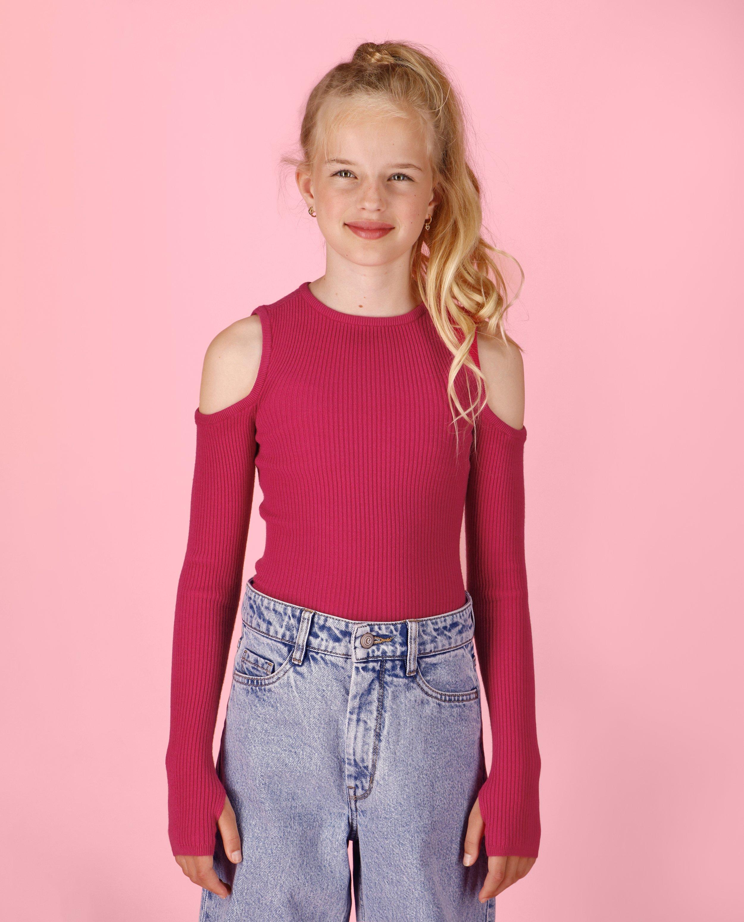 Roze top met rib, 4-14 jaar - null - CAMILLE