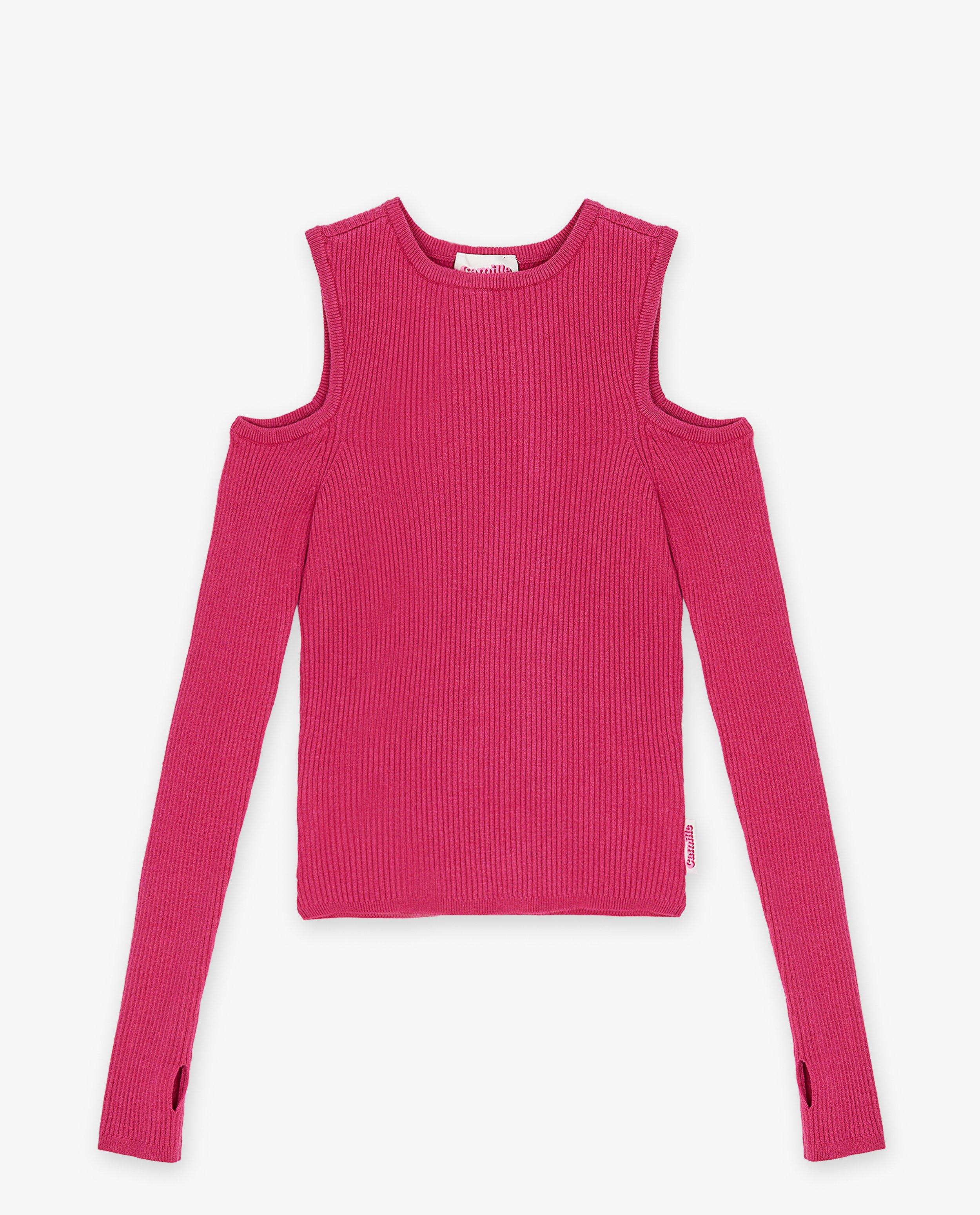 Truien - Roze top met rib, 4-14 jaar