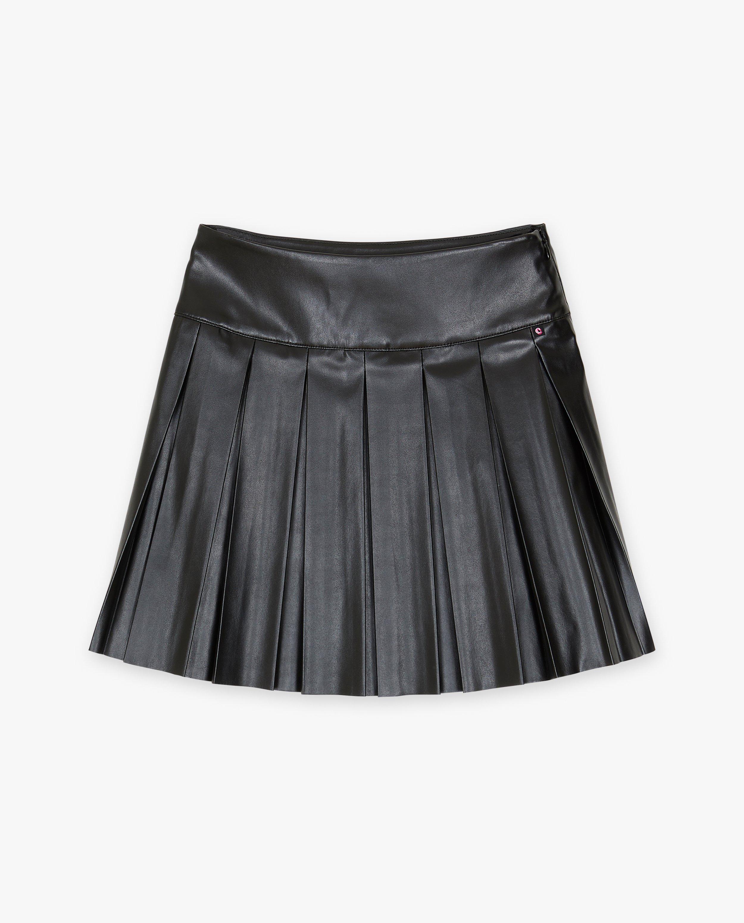 Rokken - Plooirok met faux leather look, 4-14 jaar