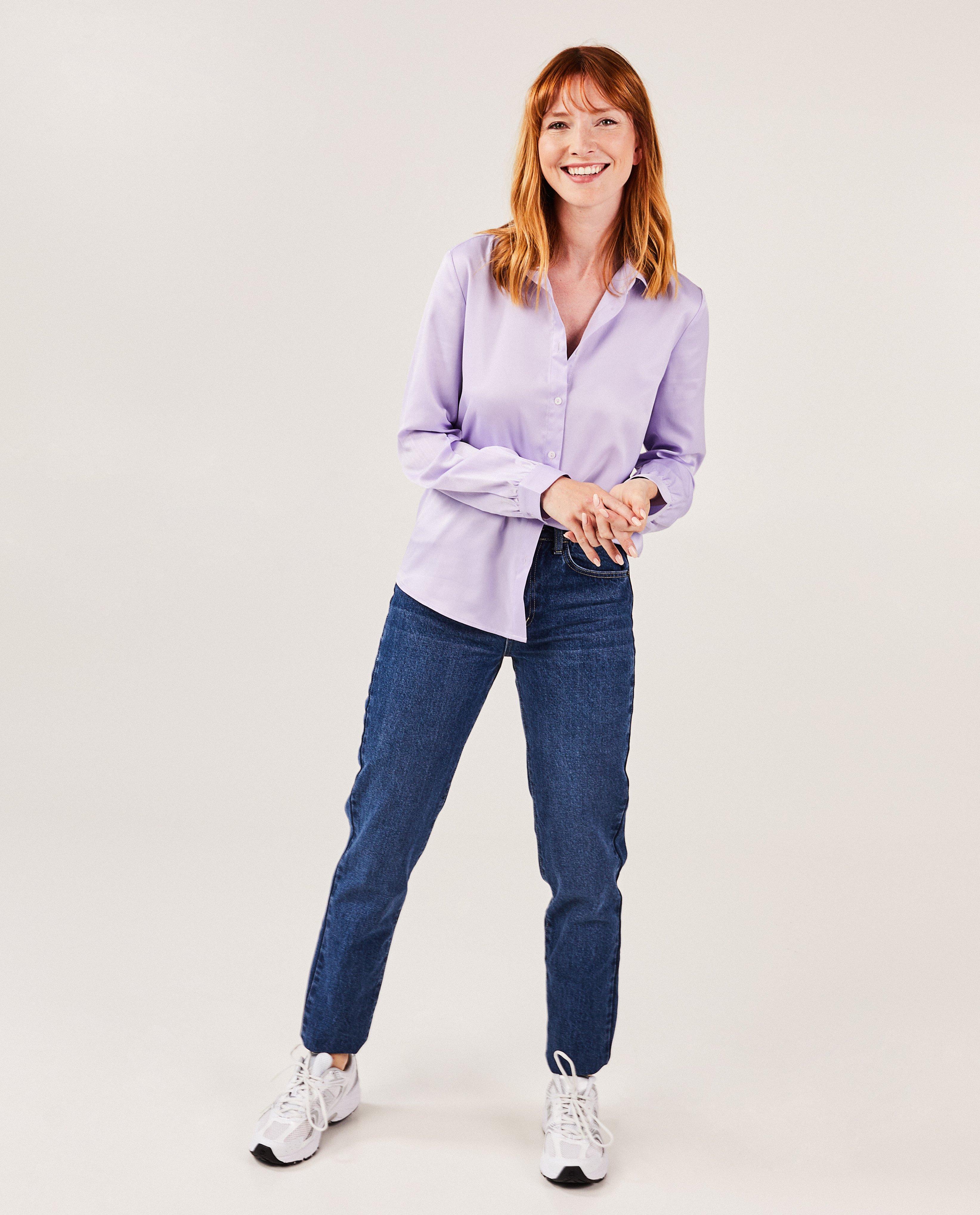 Jeans - Pantalon bleu foncé, coupe mom