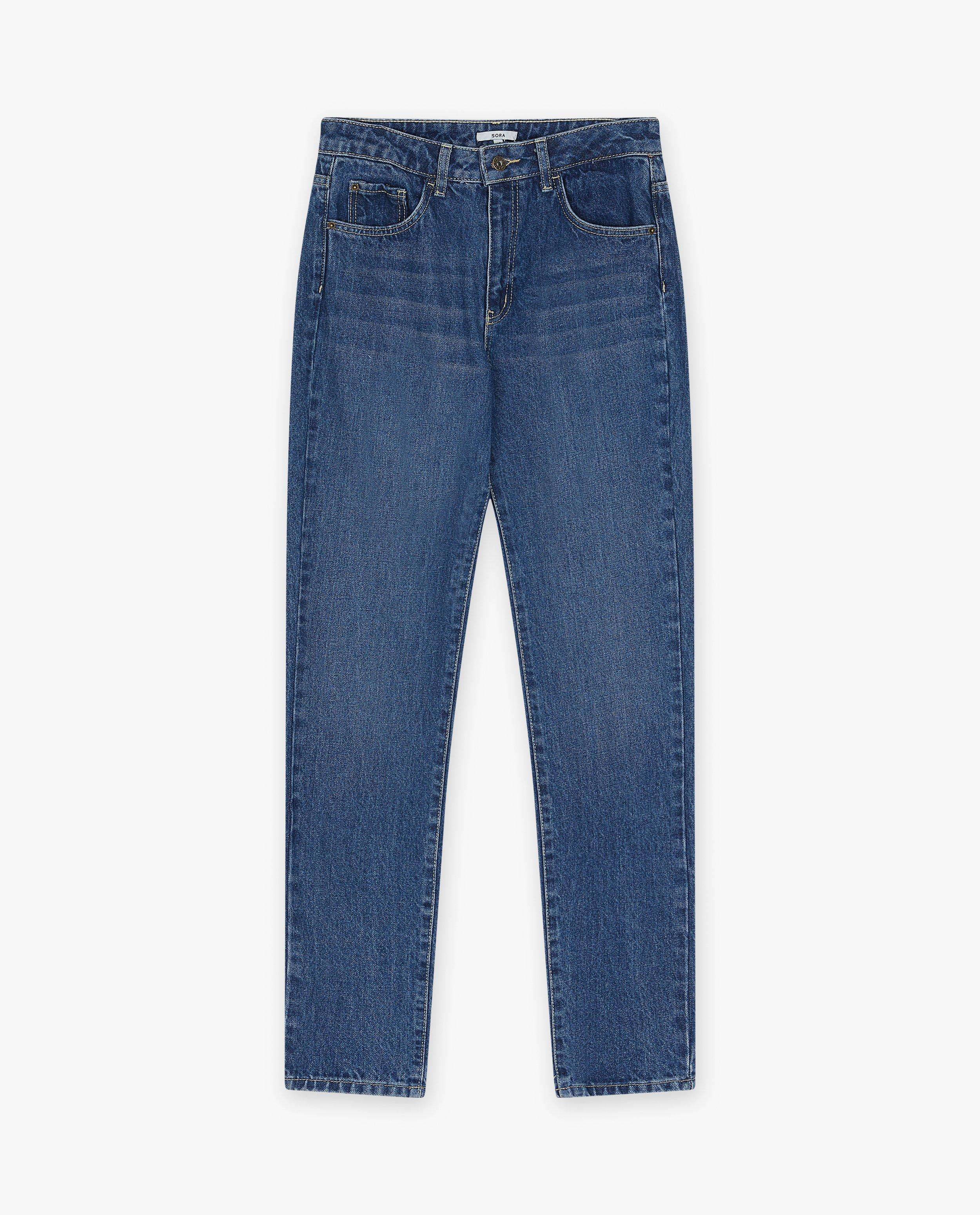 Jeans - Pantalon bleu foncé, coupe mom