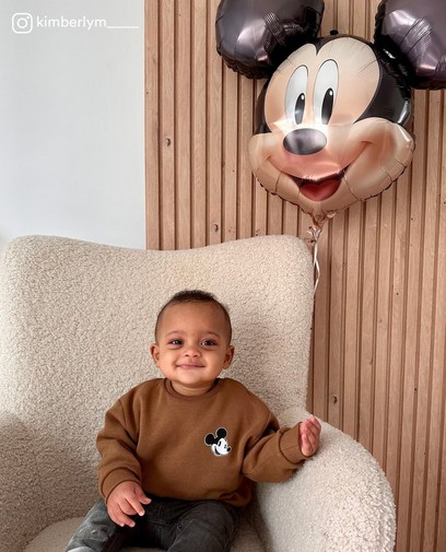 Bruine sweater met print Mickey, baby