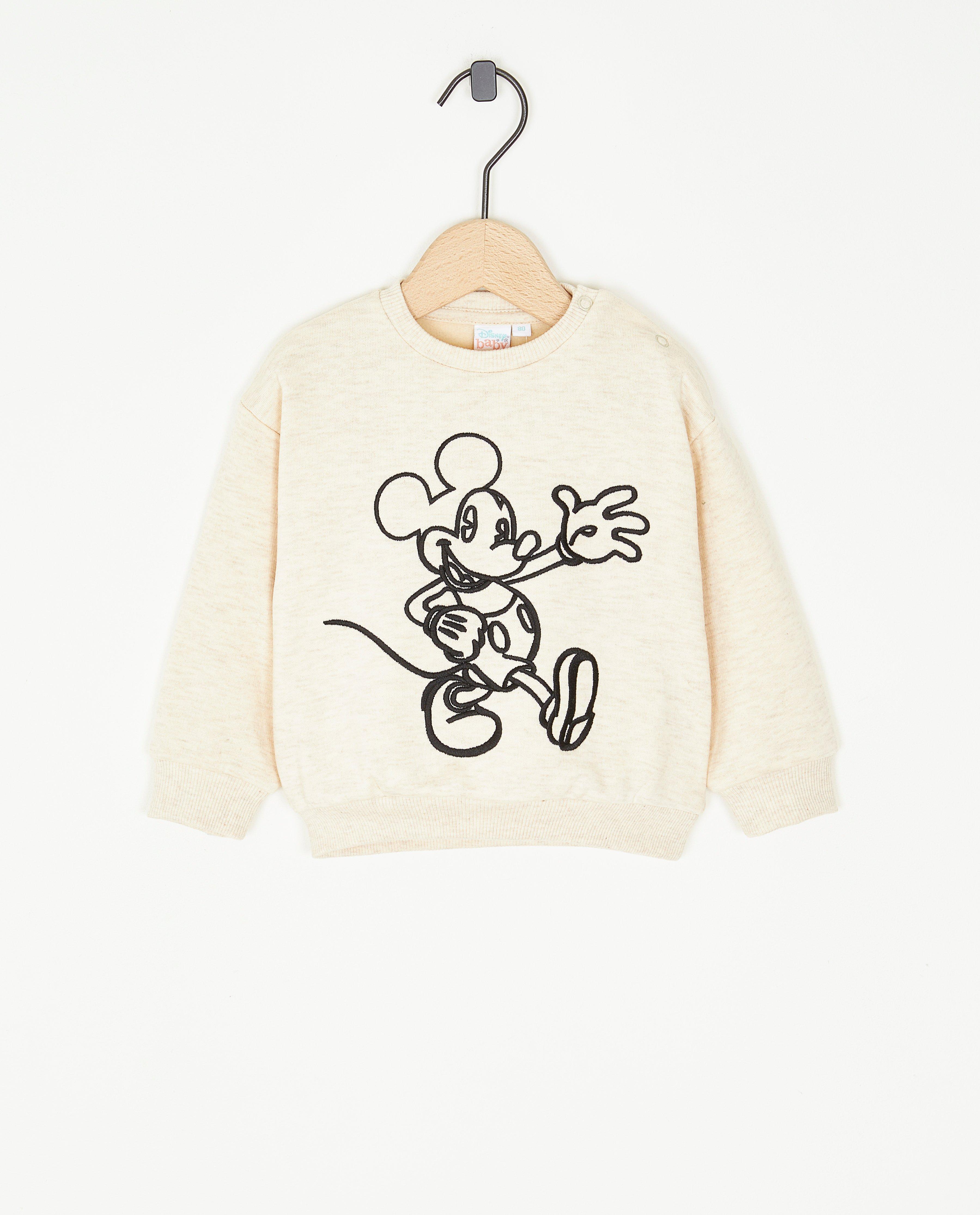 Sweaters - Beige sweater met borduursel Mickey, baby