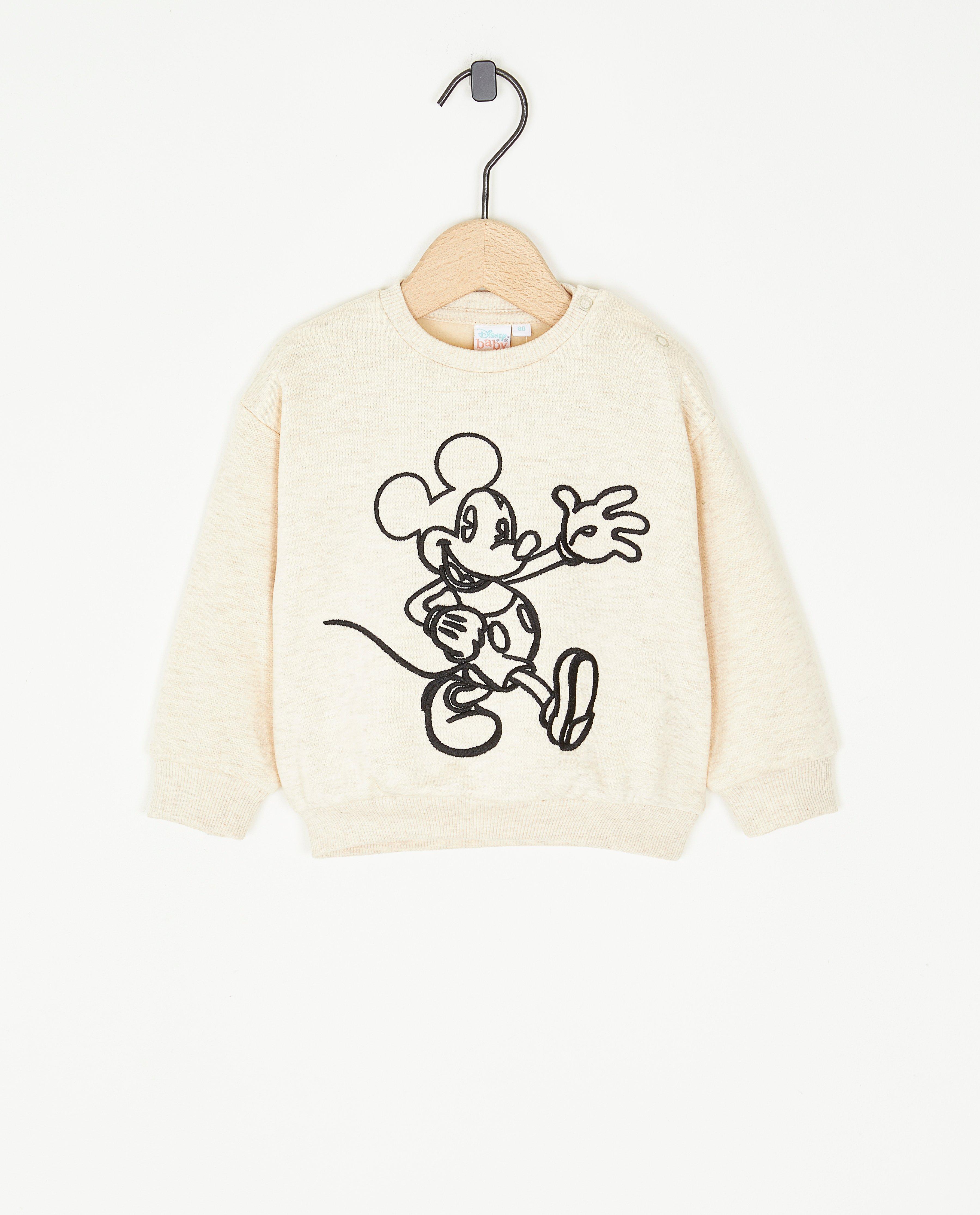 Sweats - Sweat beige brodé de Mickey, bébé
