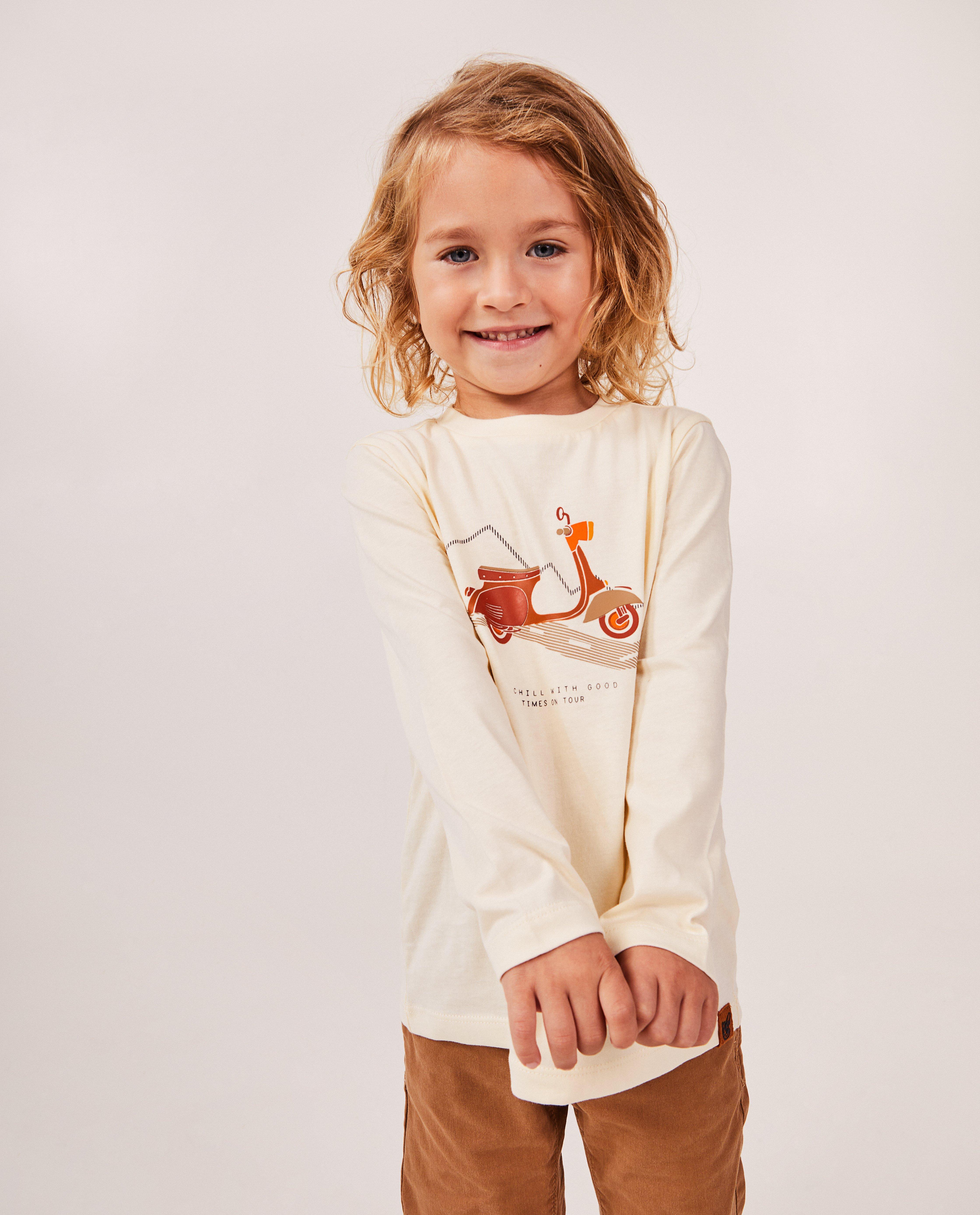 T-shirts - Beige longsleeve met print