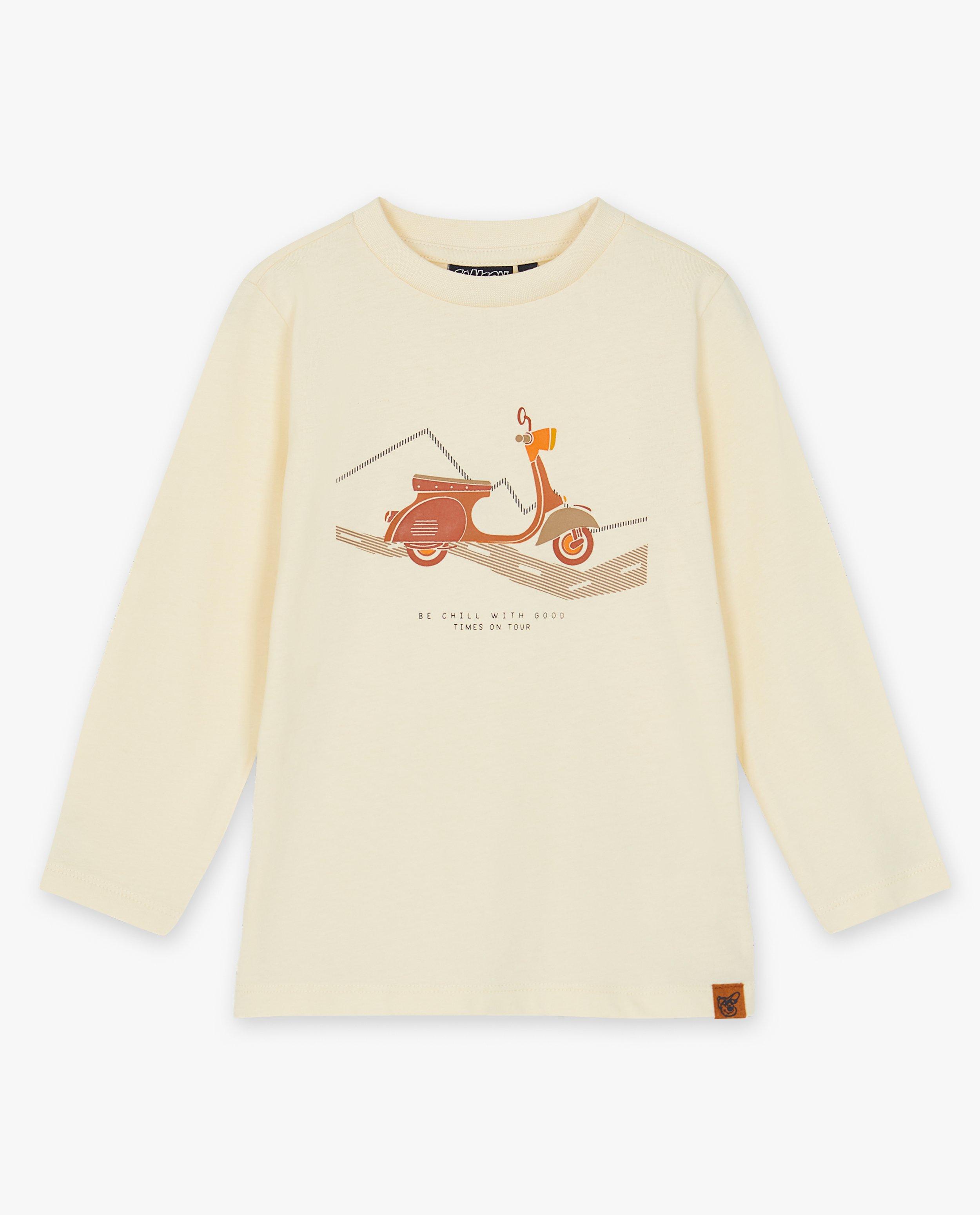 T-shirts - Beige longsleeve met print