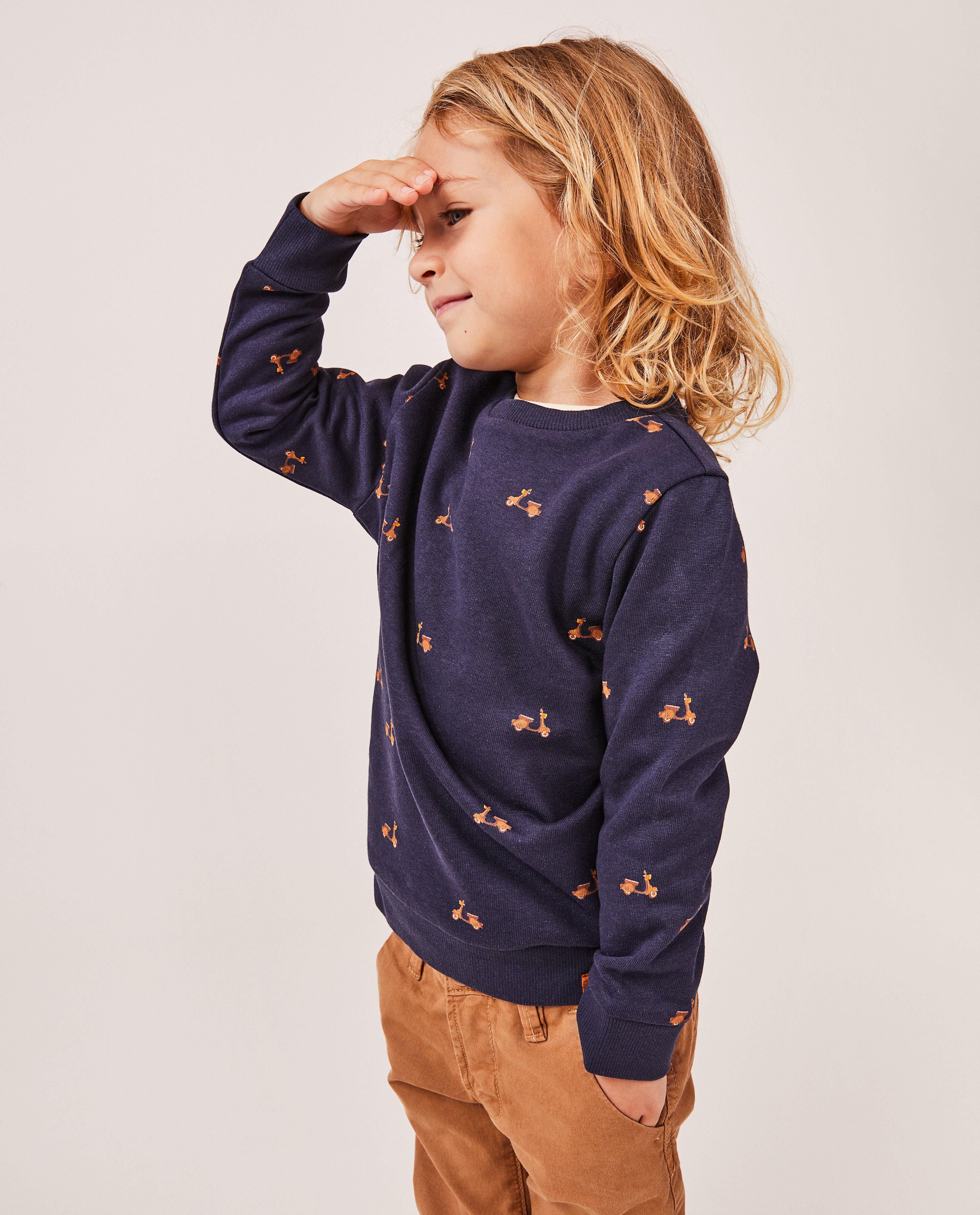 Sweaters - Donkerblauwe sweater met print