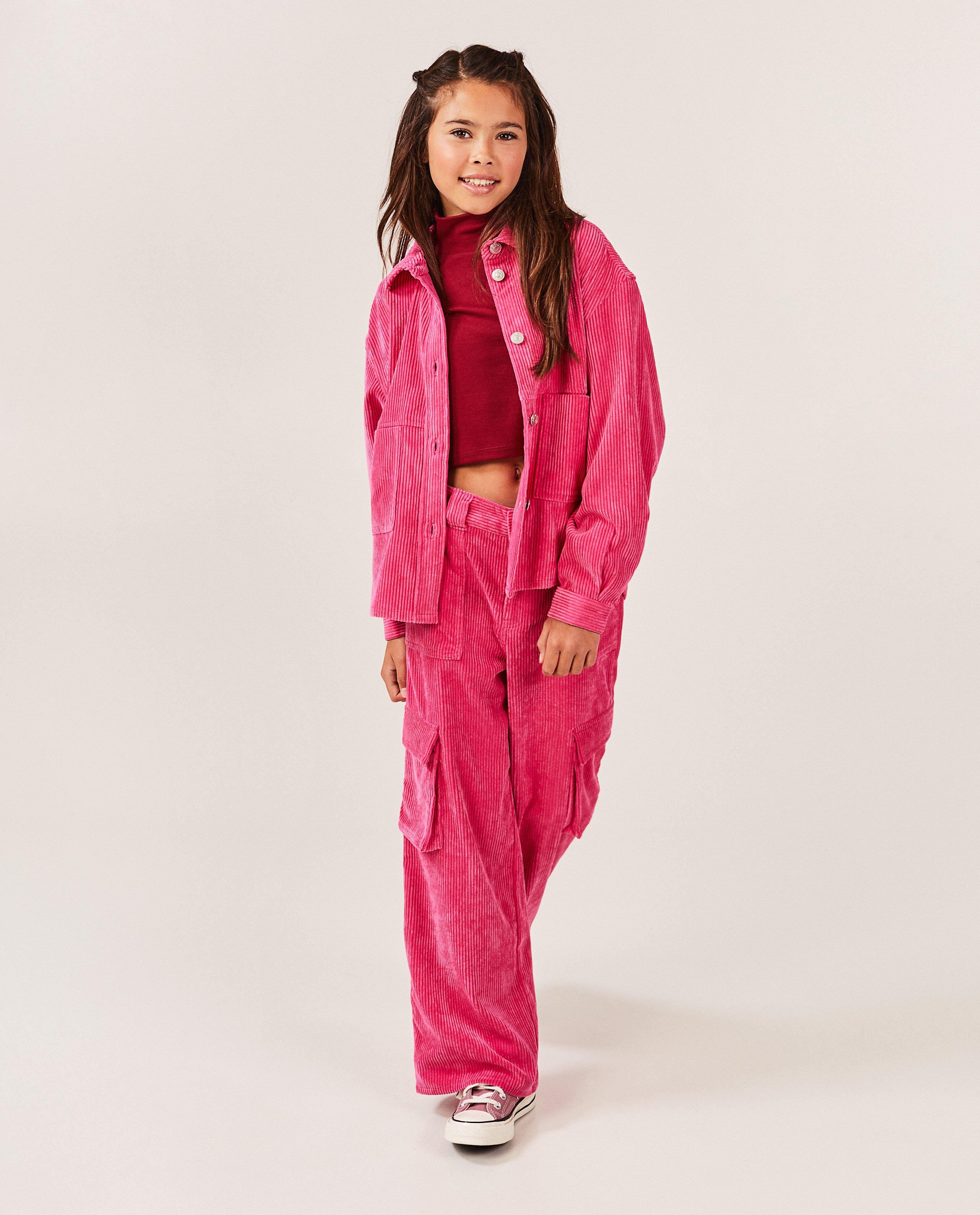Broeken - Offwhite broek van ribfluweel, cargo fit