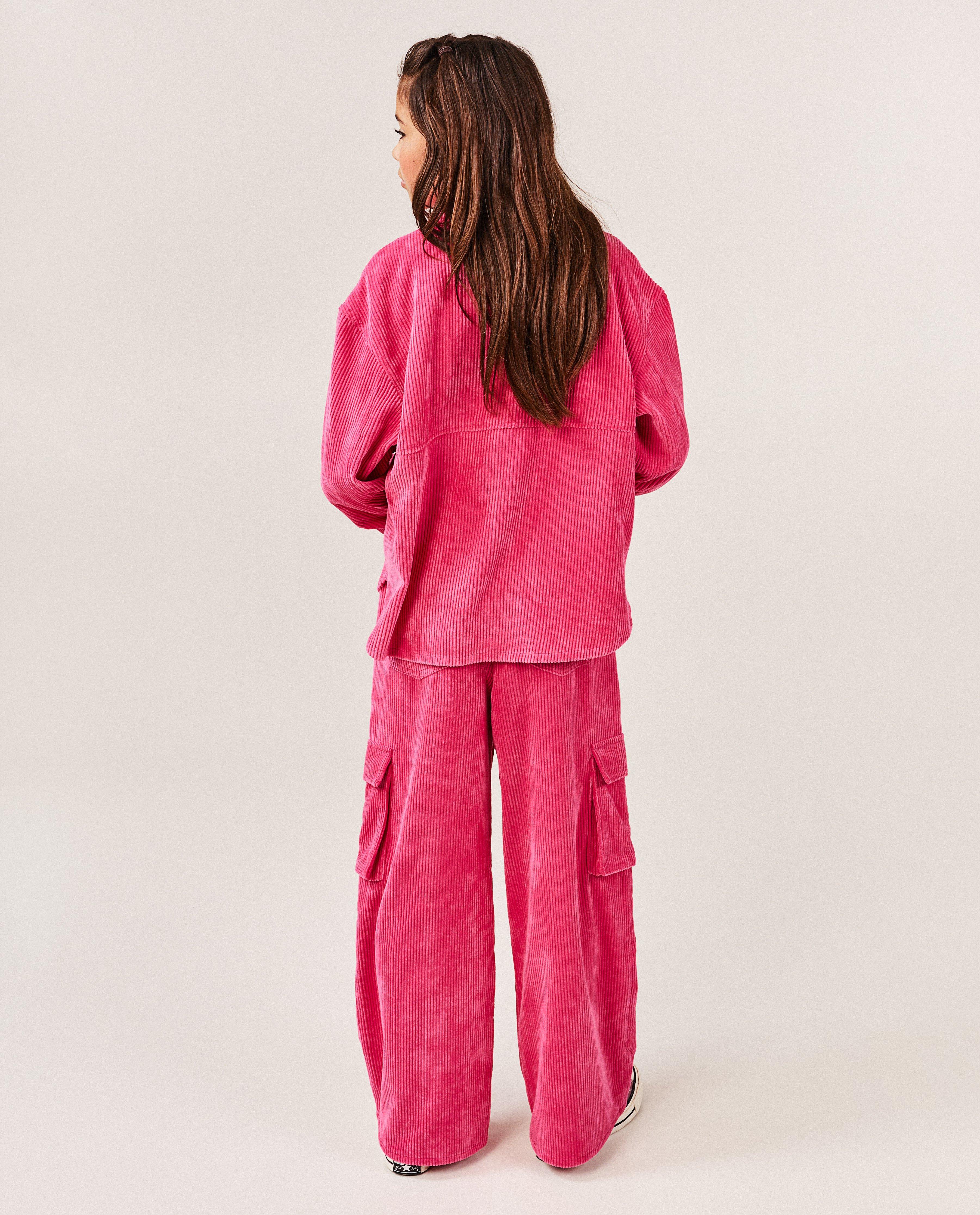 Broeken - Offwhite broek van ribfluweel, cargo fit