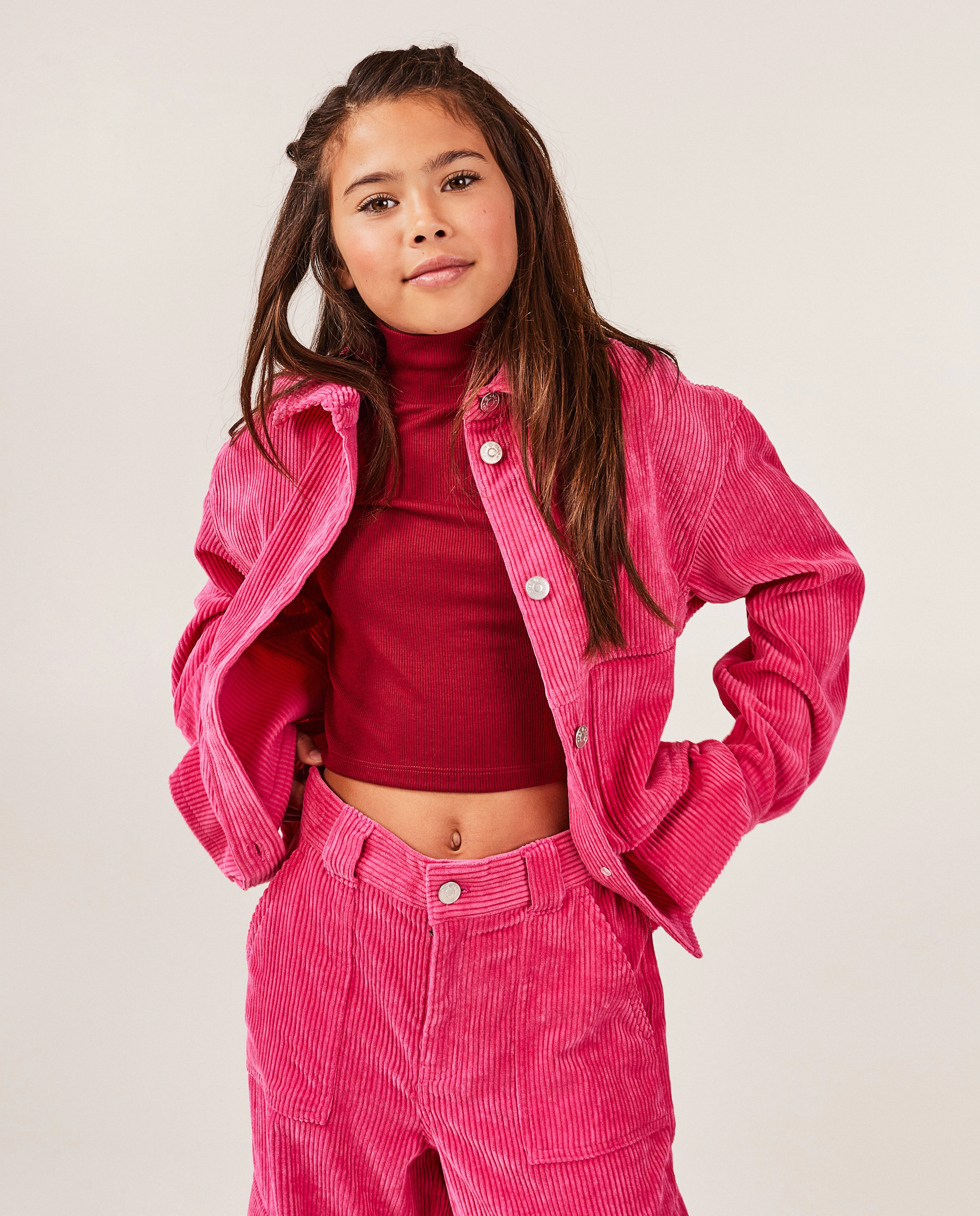 Roze vest van ribfluweel