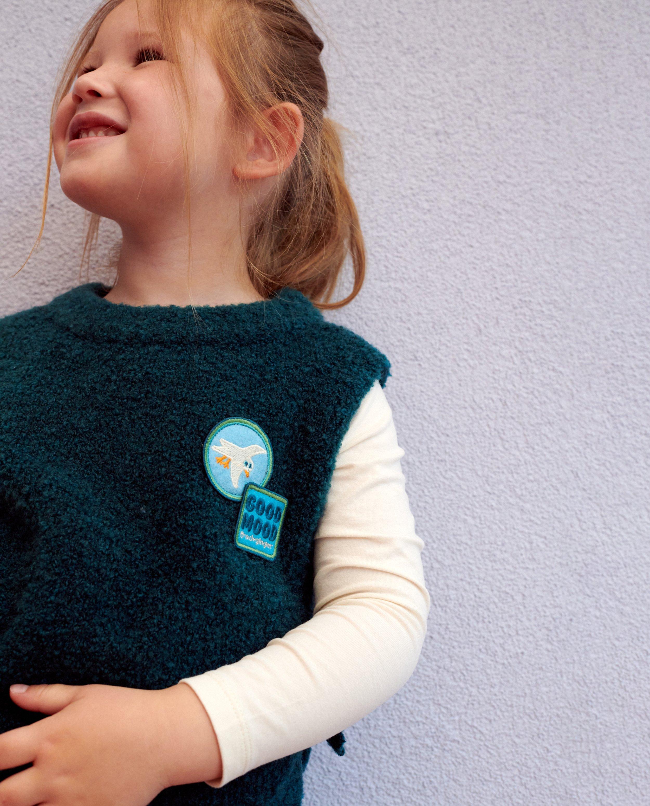 Pull vert foncé avec piqûres latérales ouvertes - Détails du produit - bleu - image numéro 3