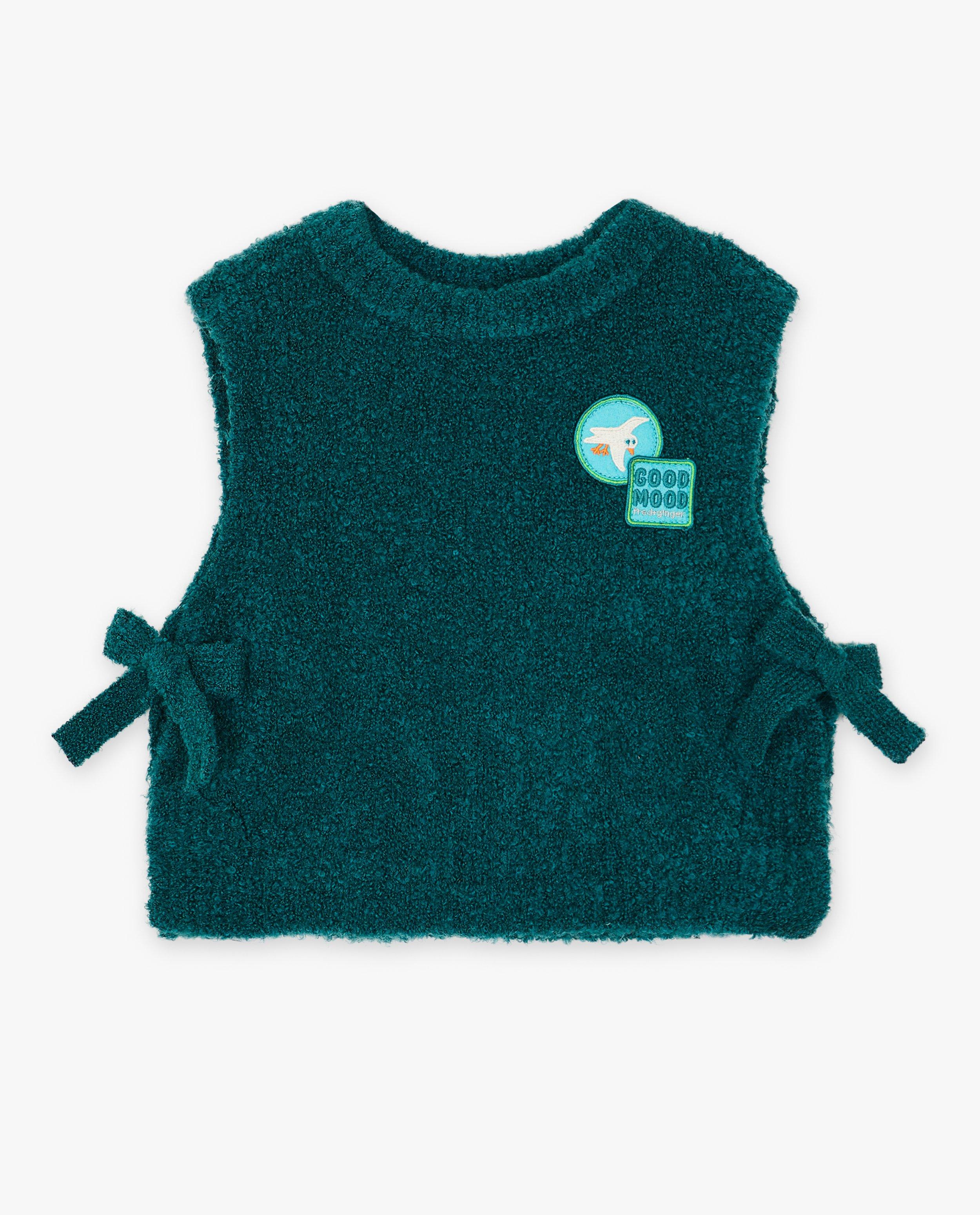 Pull vert foncé avec piqûres latérales ouvertes - Détails du produit - bleu - image numéro 5