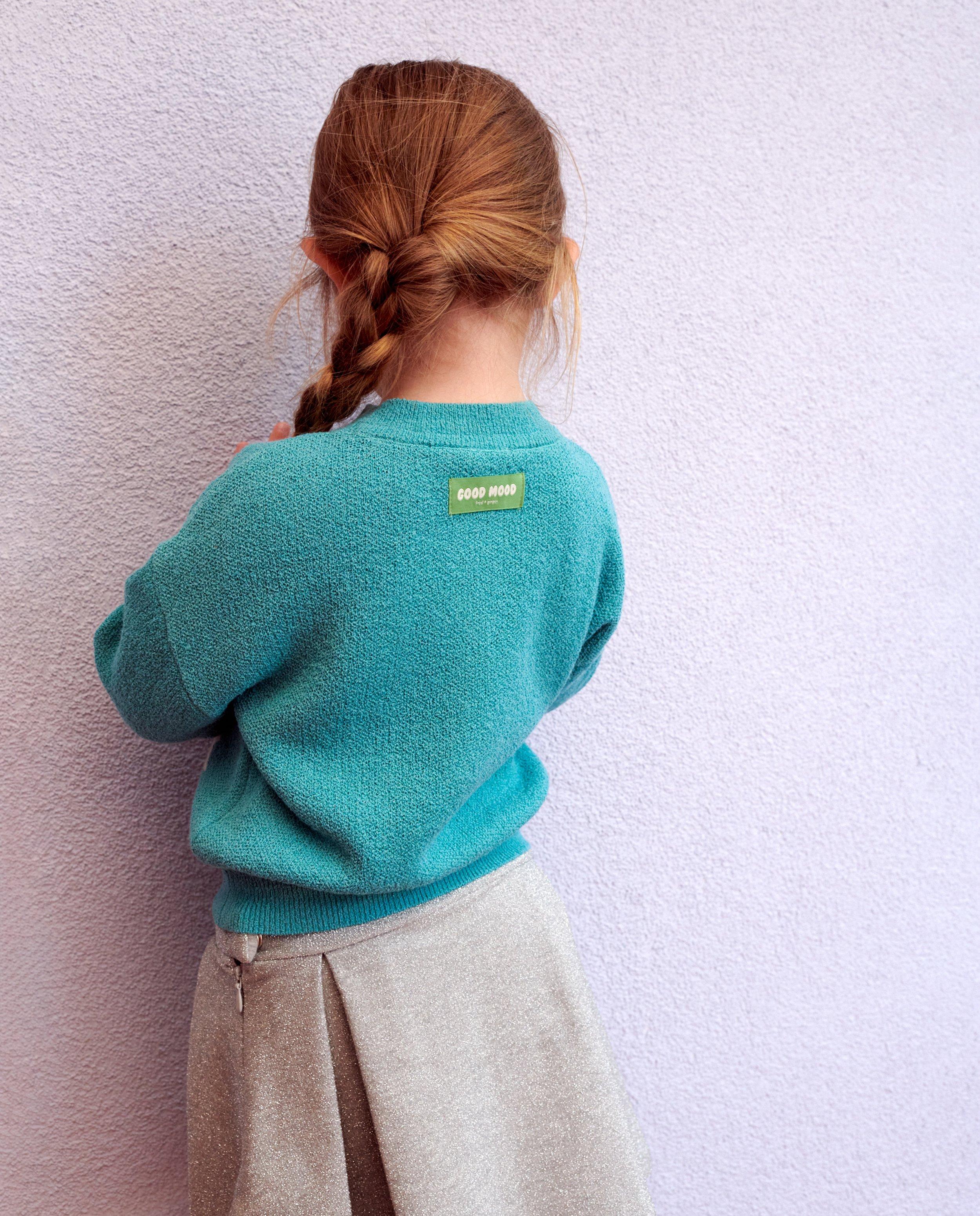 Cardigan - Turquoise cardigan met structuur