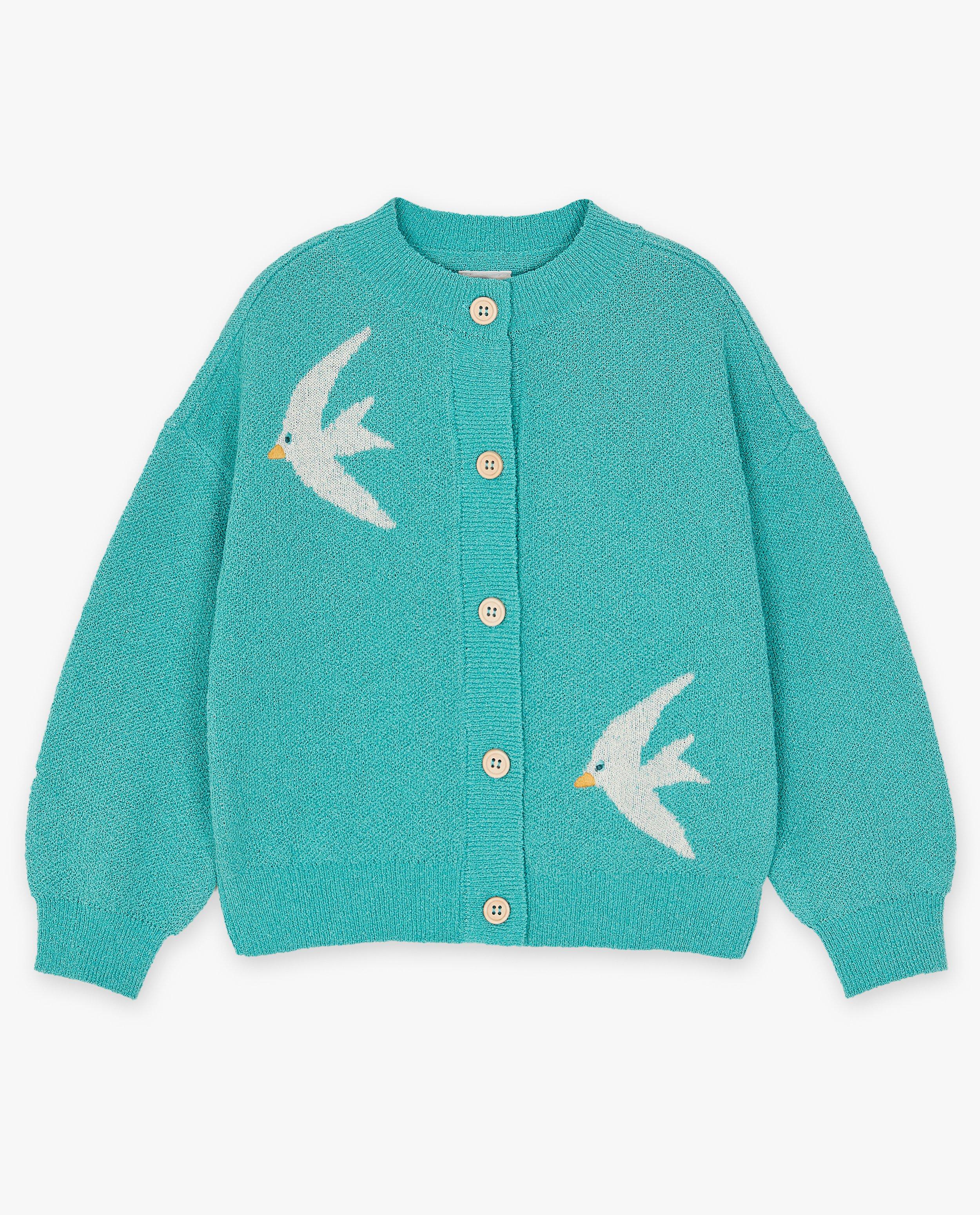 Cardigan - Turquoise cardigan met structuur