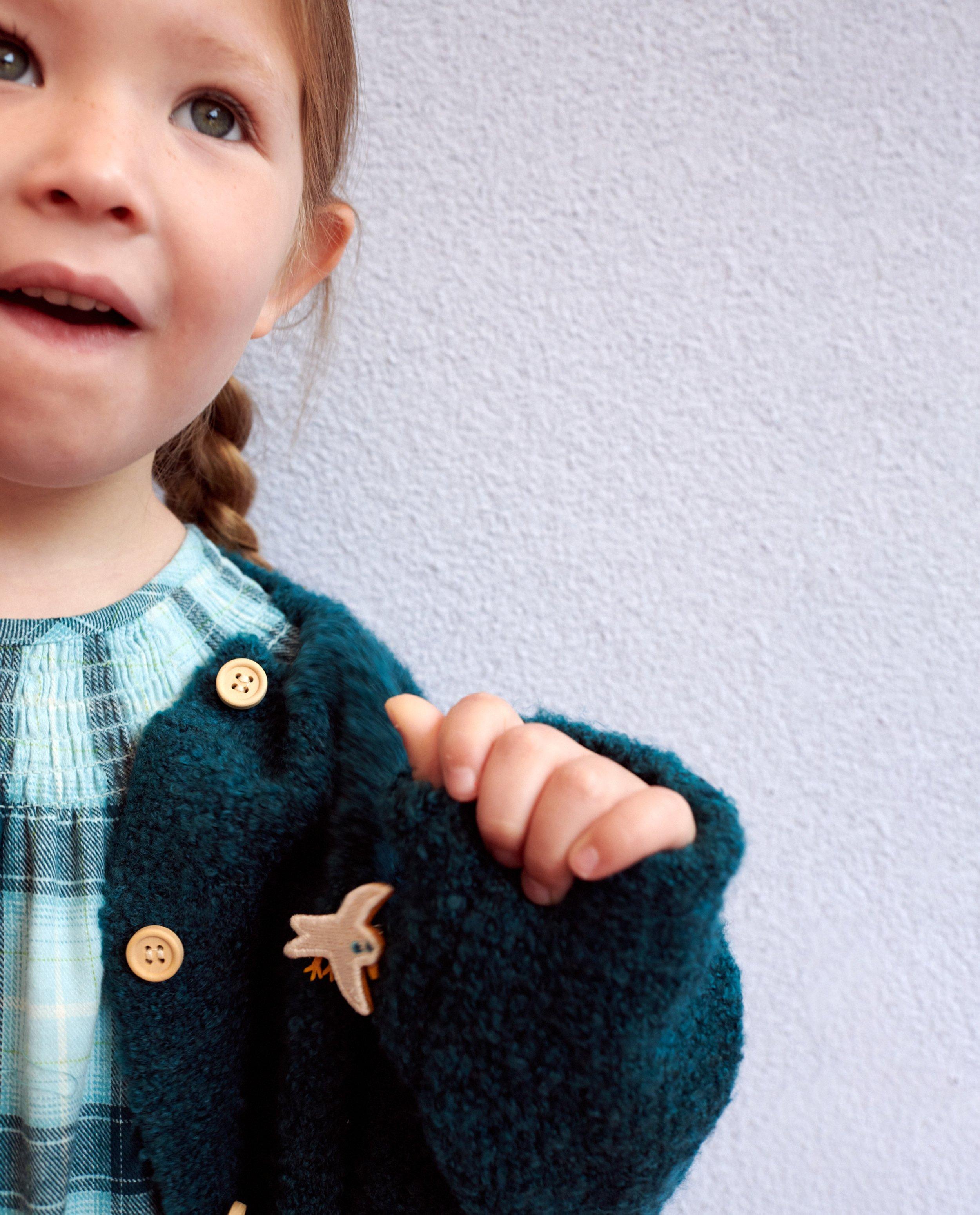 Cardigan - Donkergroene cardigan van bouclé