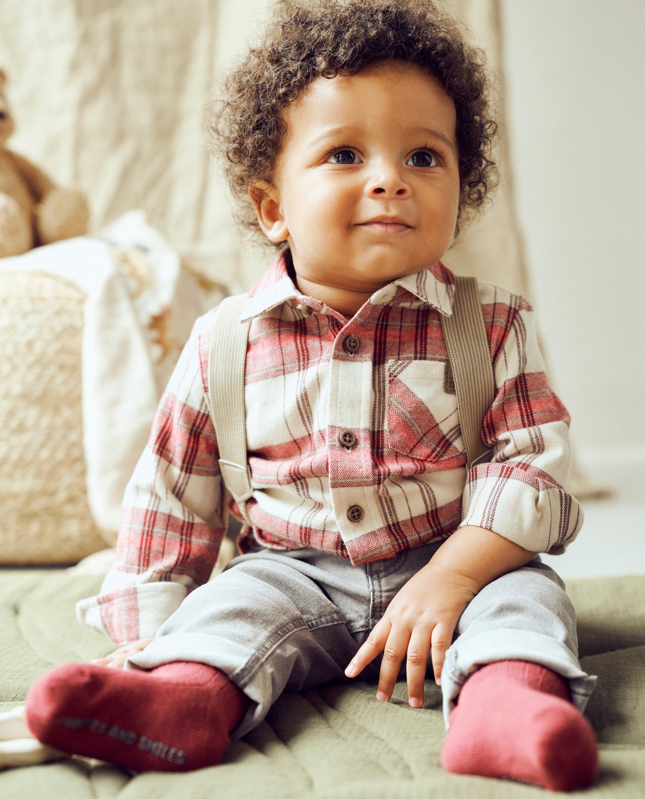 Grijze jeans met afneembare bretellen - null - Cuddles and Smiles