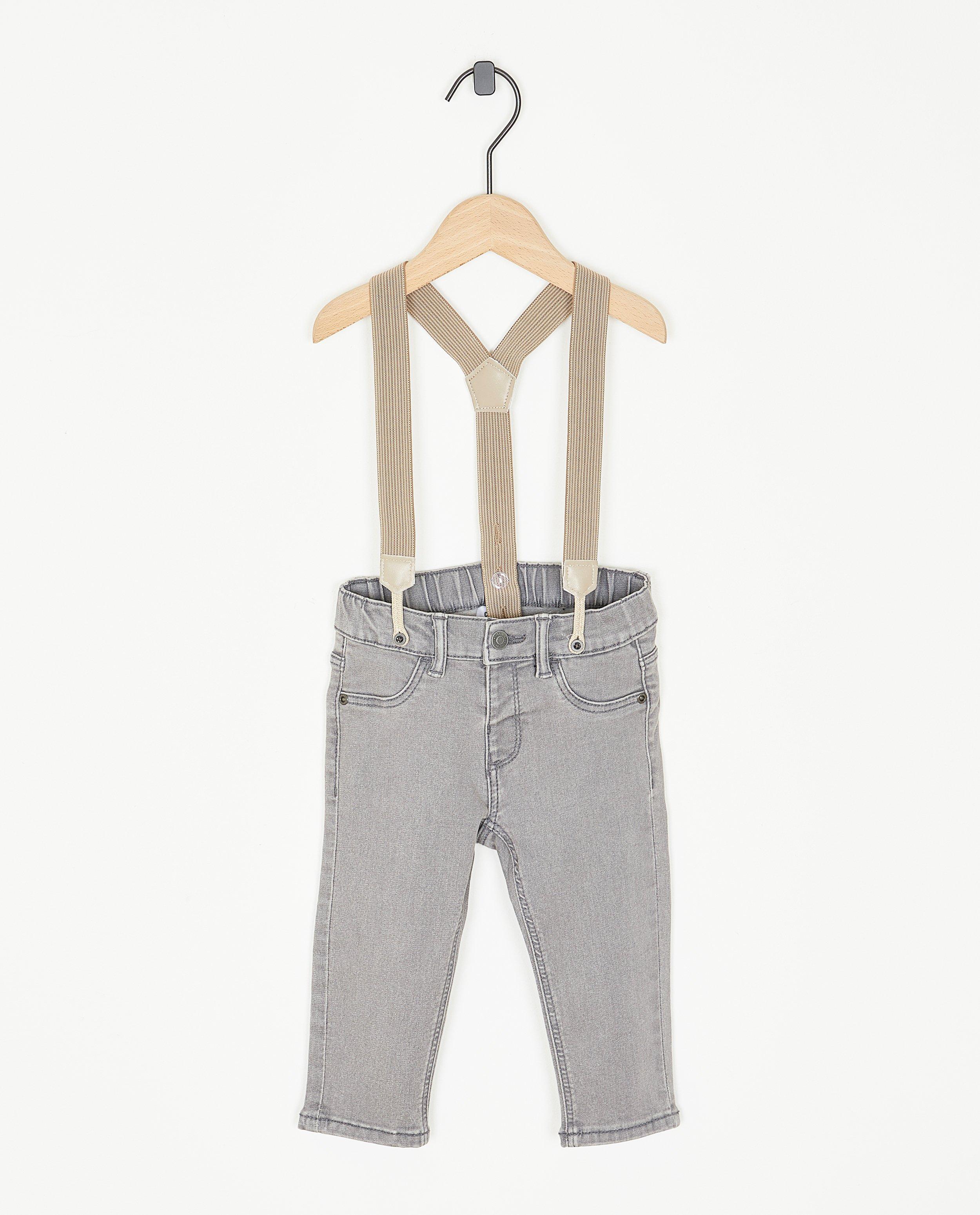 Jeans - Grijze jeans met afneembare bretellen