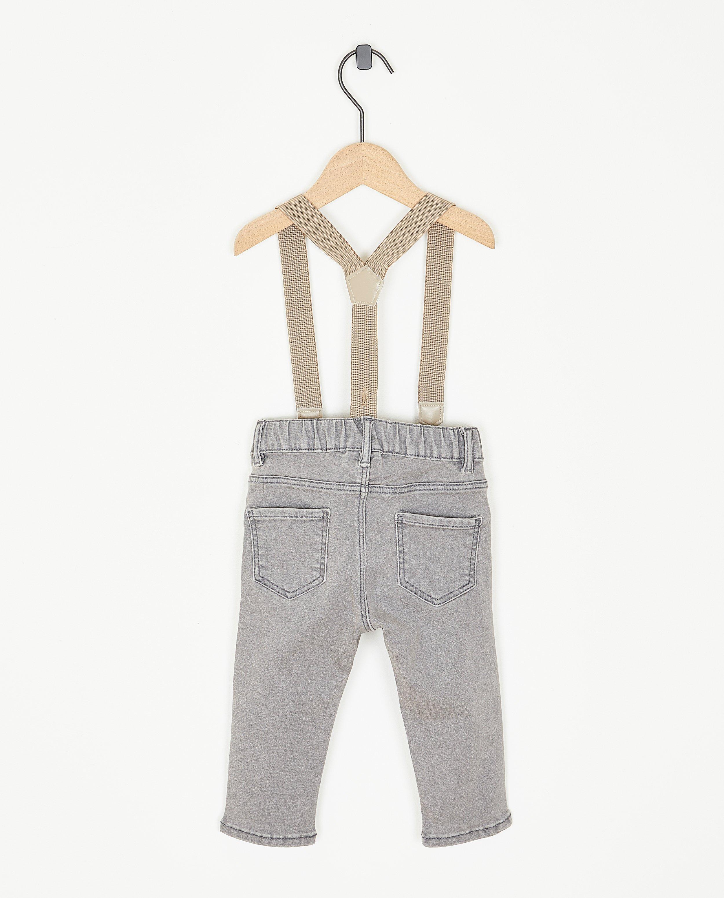 Jeans - Grijze jeans met afneembare bretellen