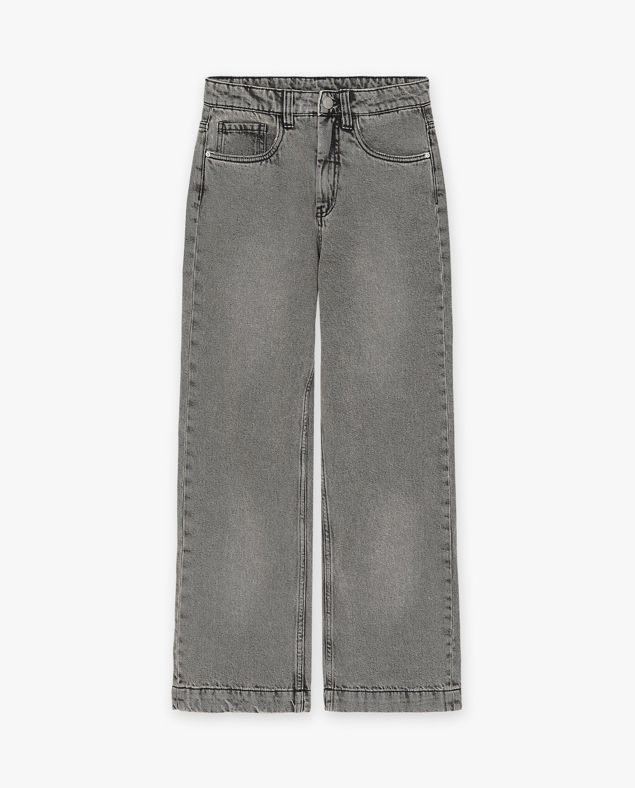 Jeans - Grijze jeans, wide leg fit