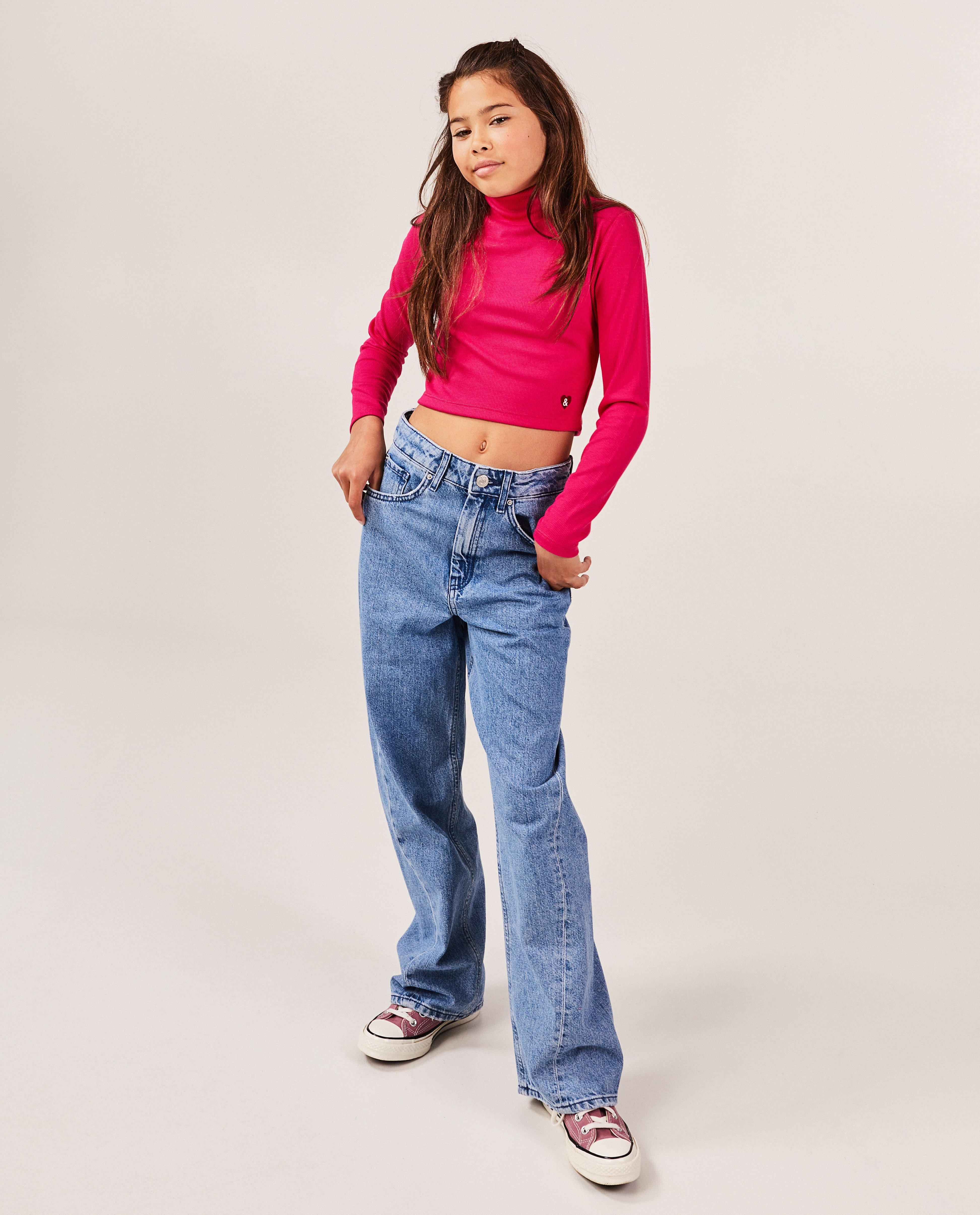 Jeans met siernaden, wide leg fit - null - Fish & Chips