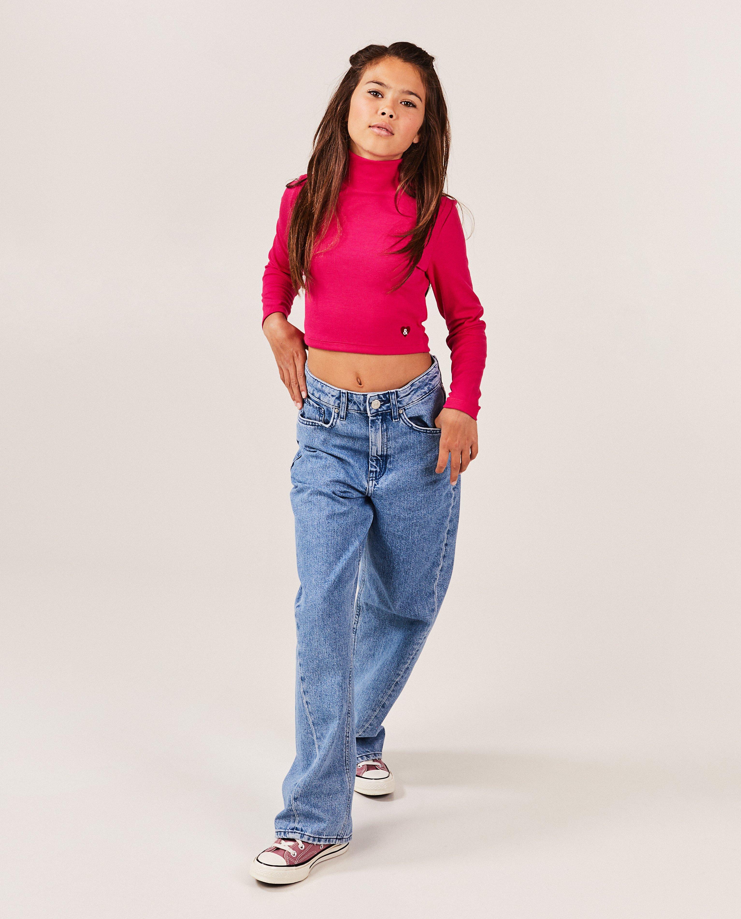 Jeans - Jeans met siernaden, wide leg fit