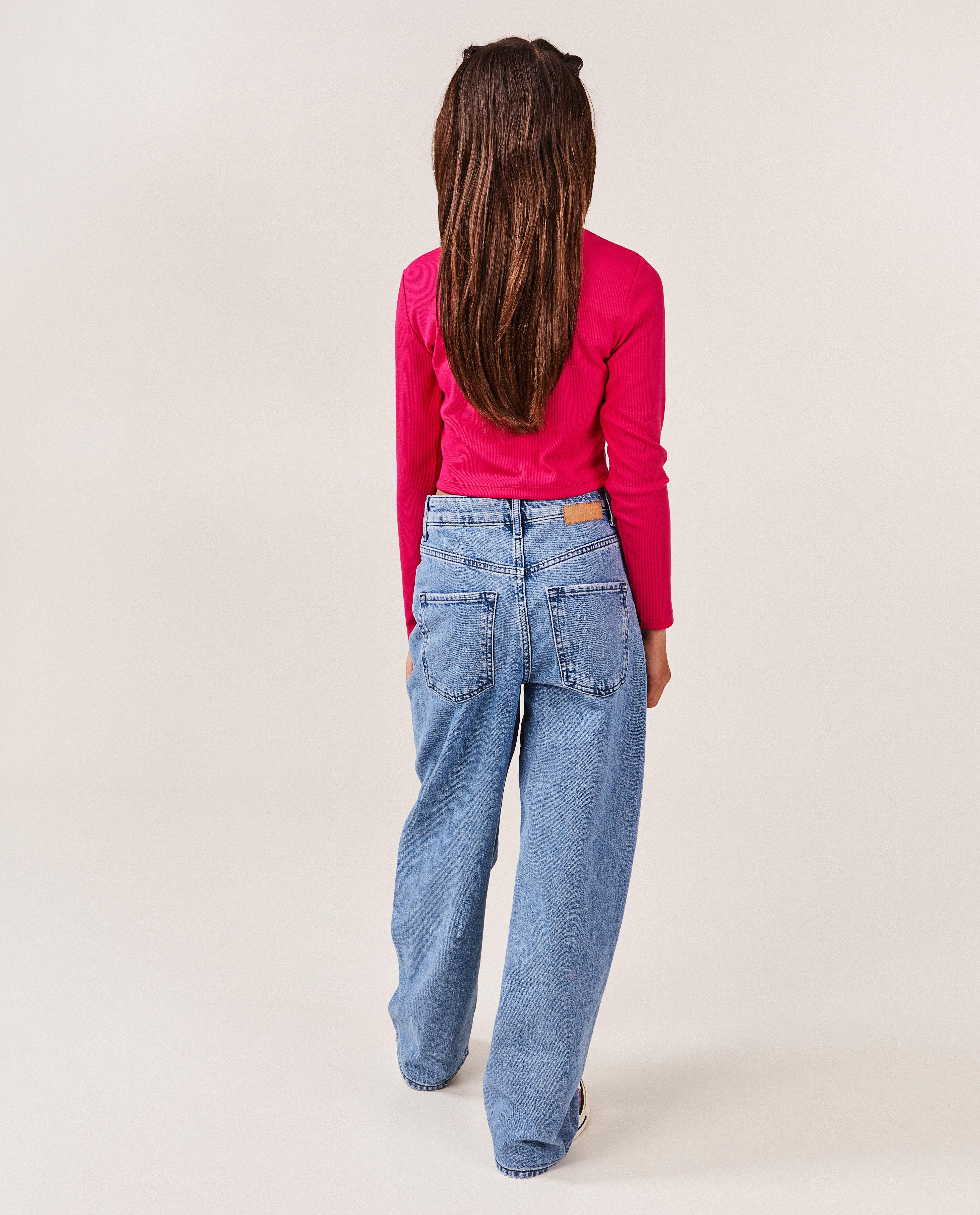 Jeans - Jeans met siernaden, wide leg fit