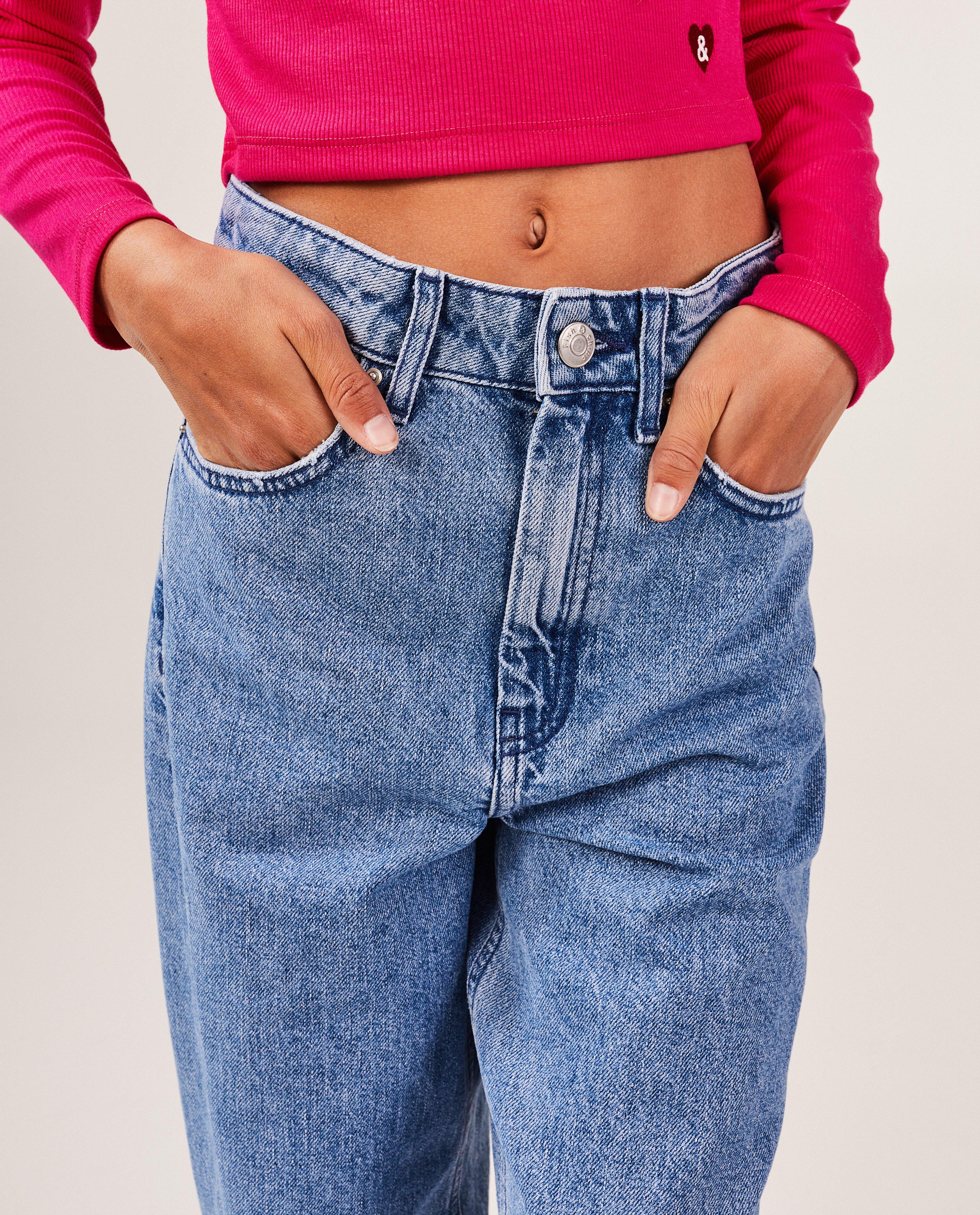 Jeans - Jeans met siernaden, wide leg fit