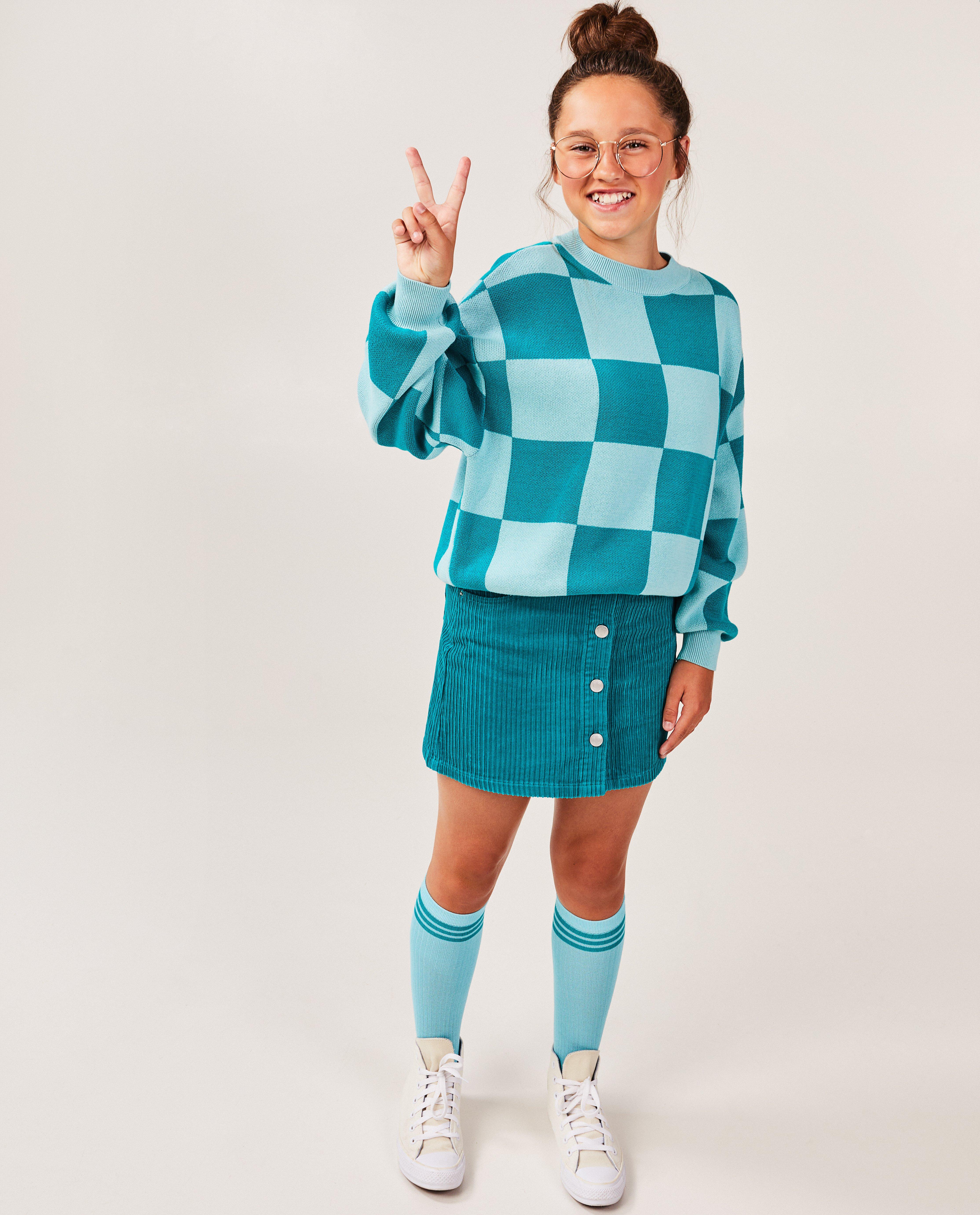 Blauwgroene rok van ribfluweel - null - Like Me