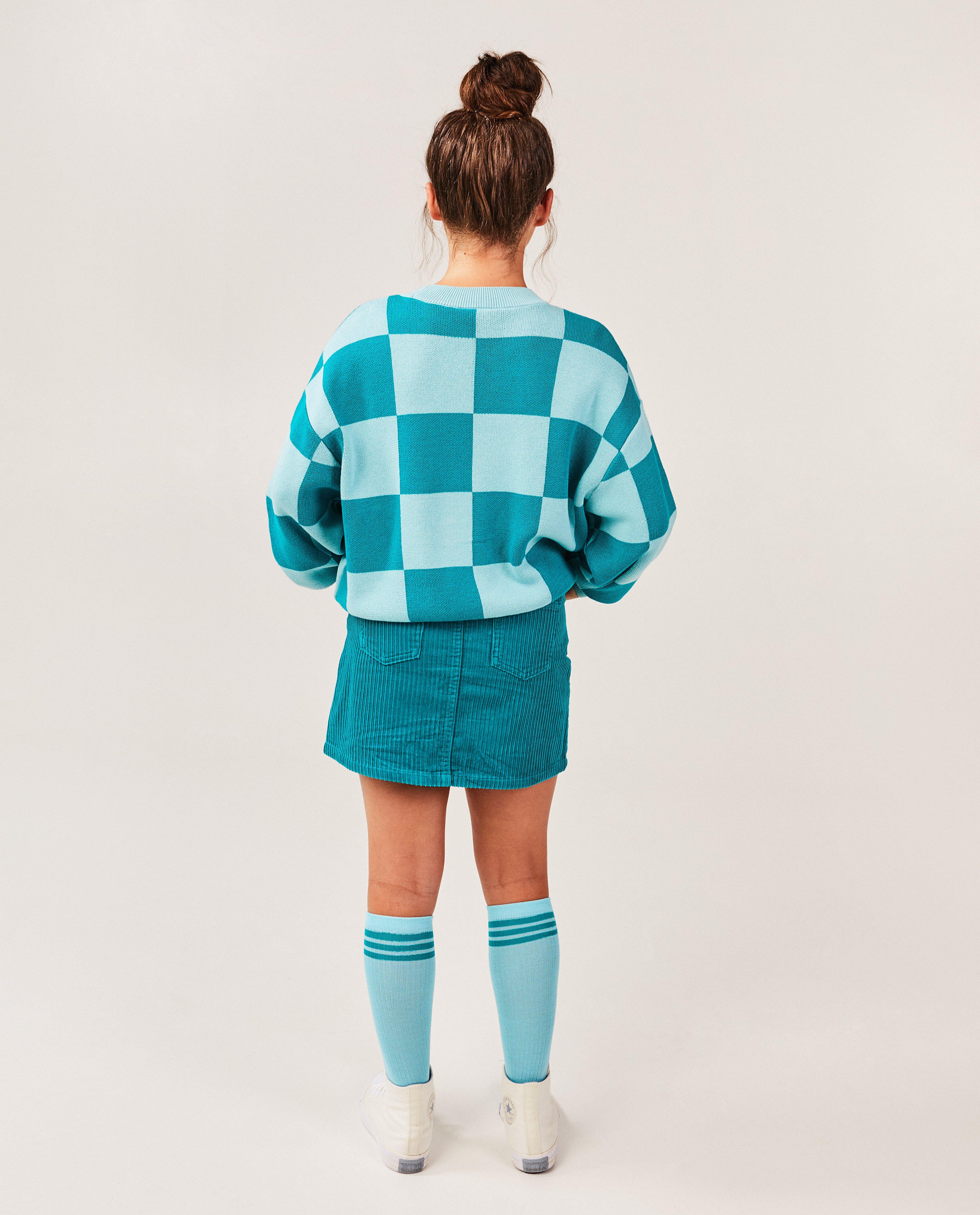 Rokken - Blauwgroene rok van ribfluweel