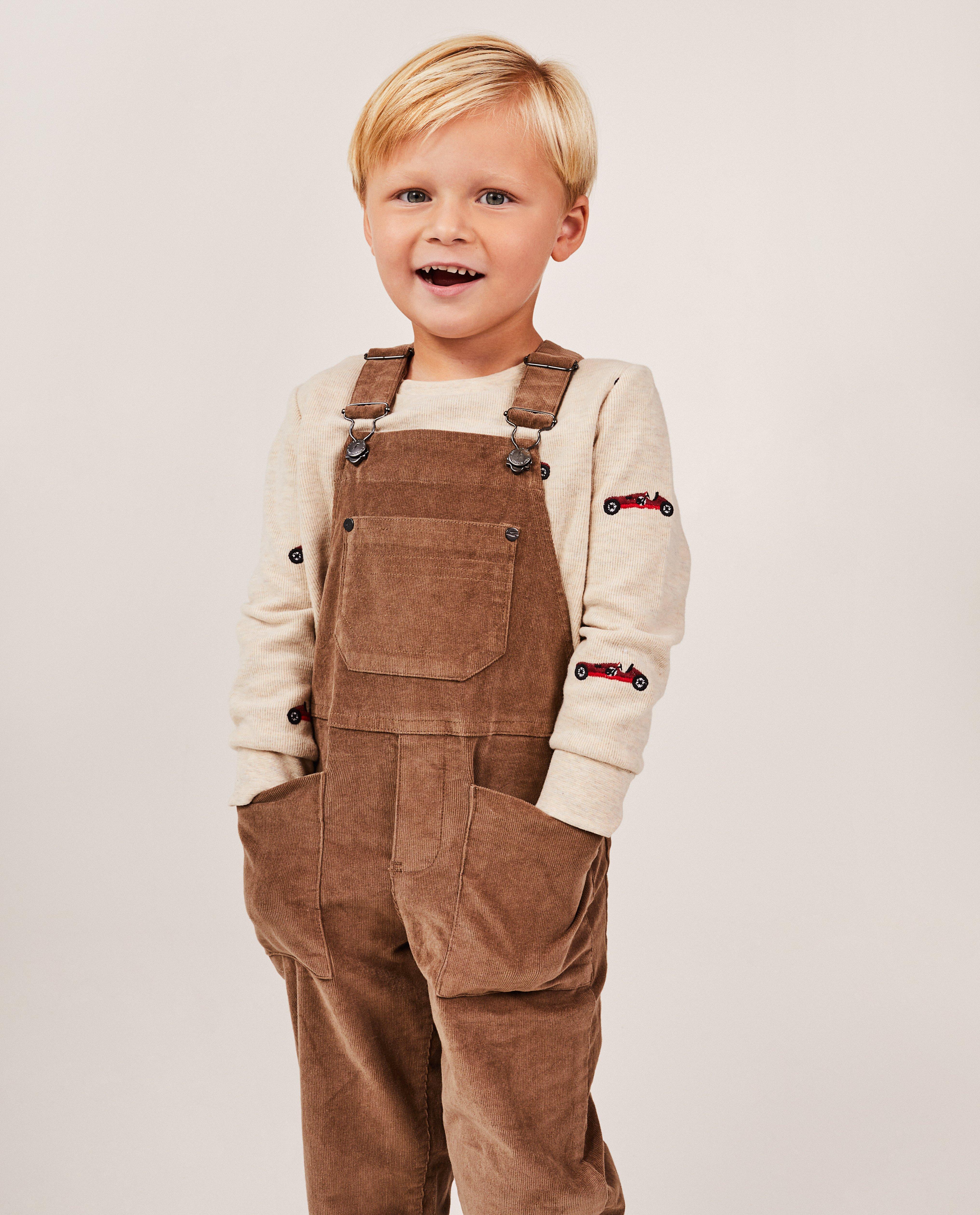 Bruine salopette van ribfluweel - null - Kidz Nation