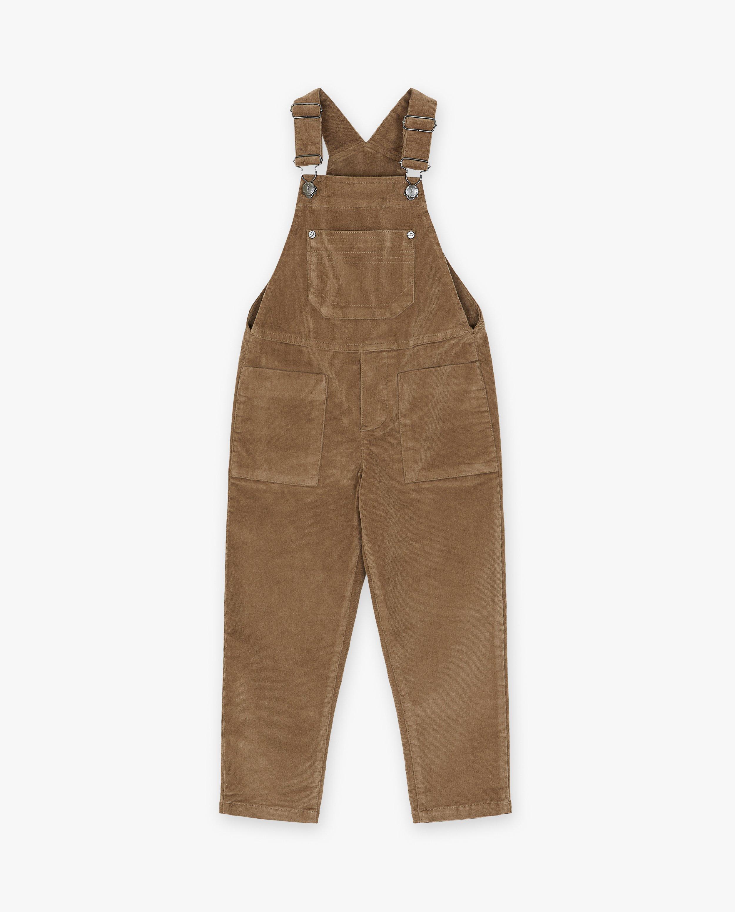 Jumpsuit - Bruine salopette van ribfluweel
