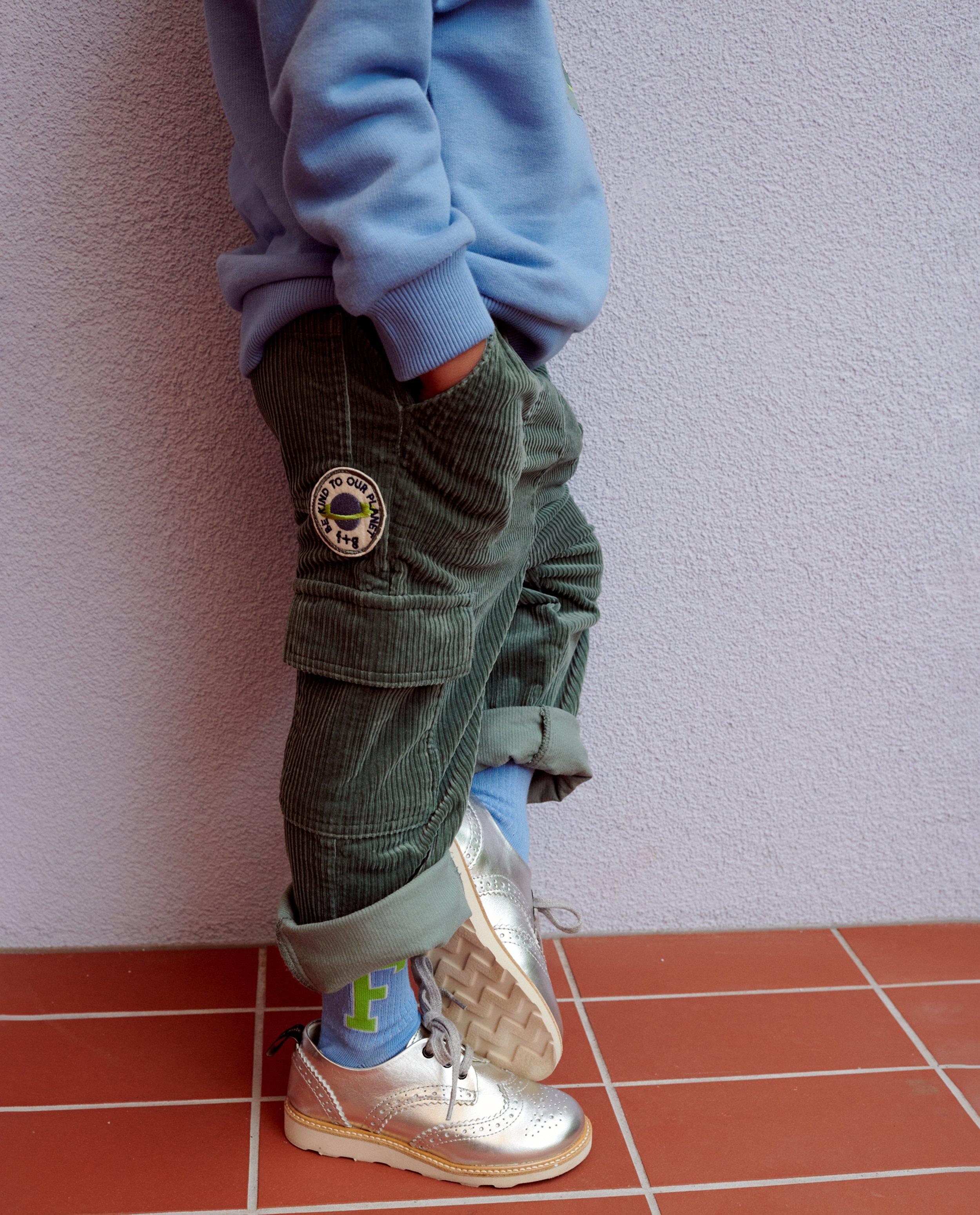 Pantalon vert côtelé, coupe cargo - null - Fred + Ginger