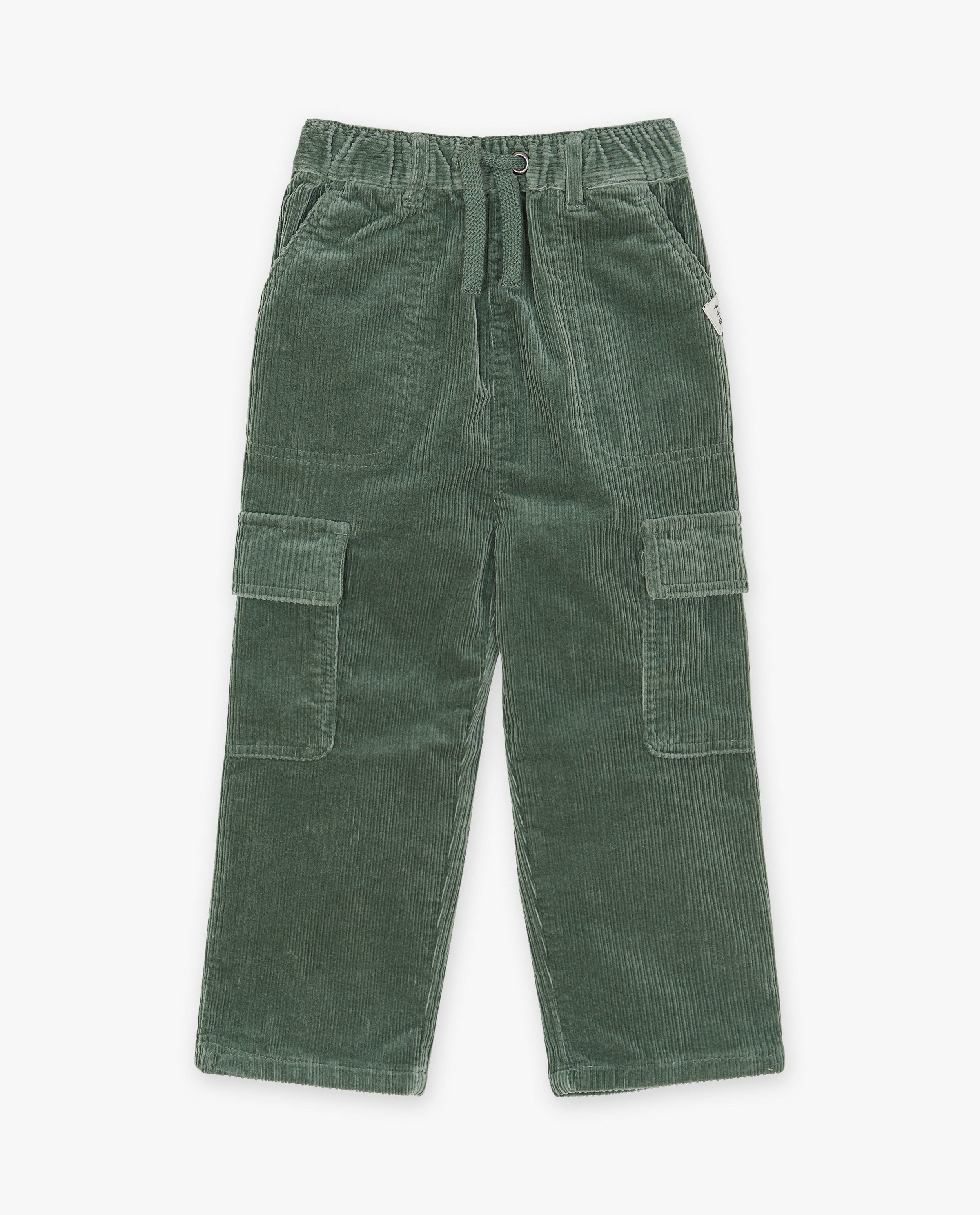 Broeken - Groene broek met rib, cargo fit