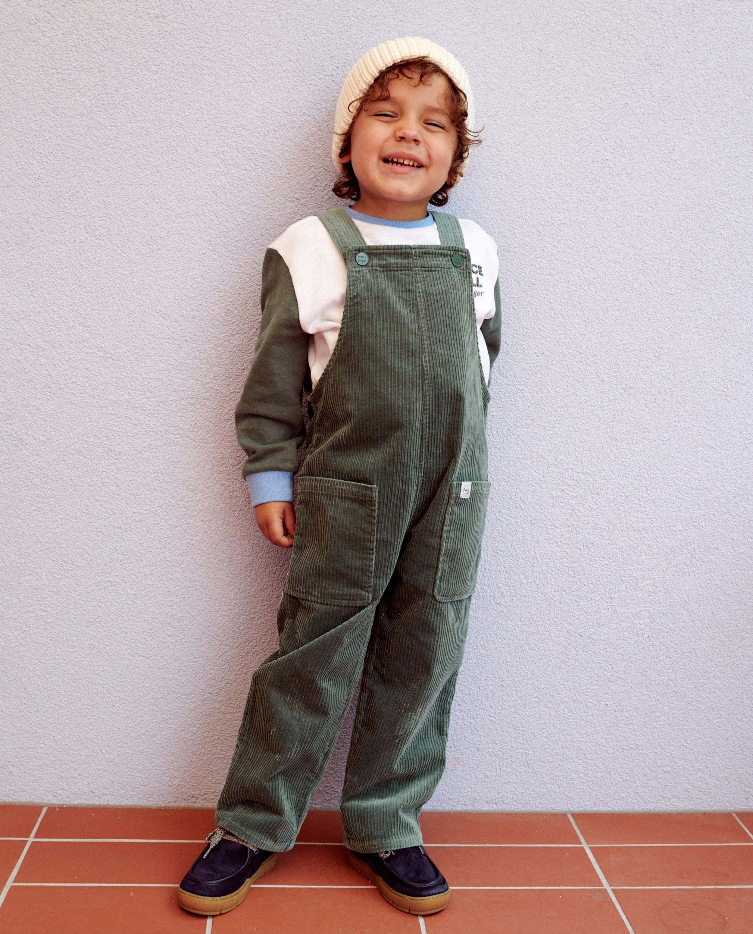 Jumpsuit - Groene salopette met rib