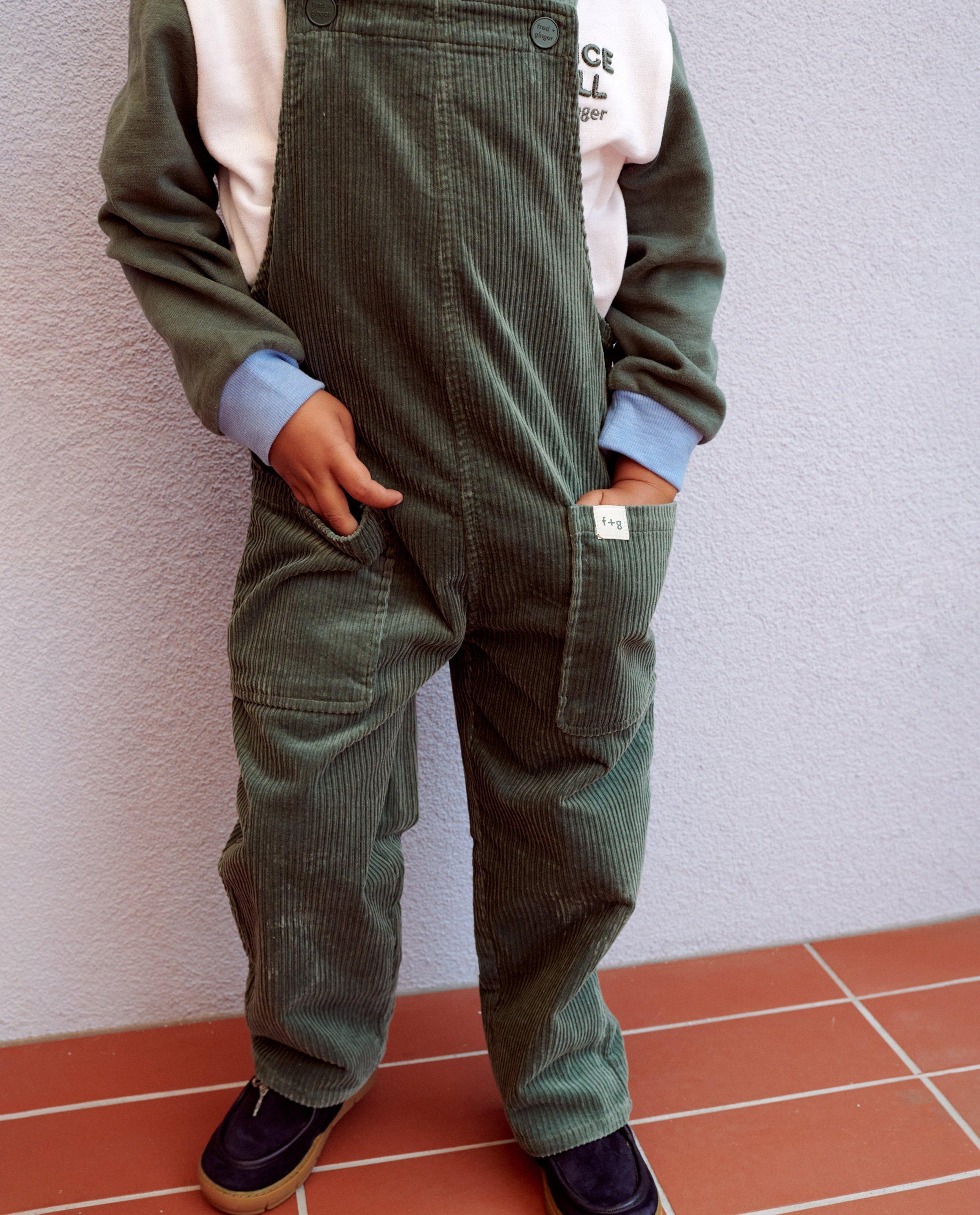 Jumpsuit - Groene salopette met rib