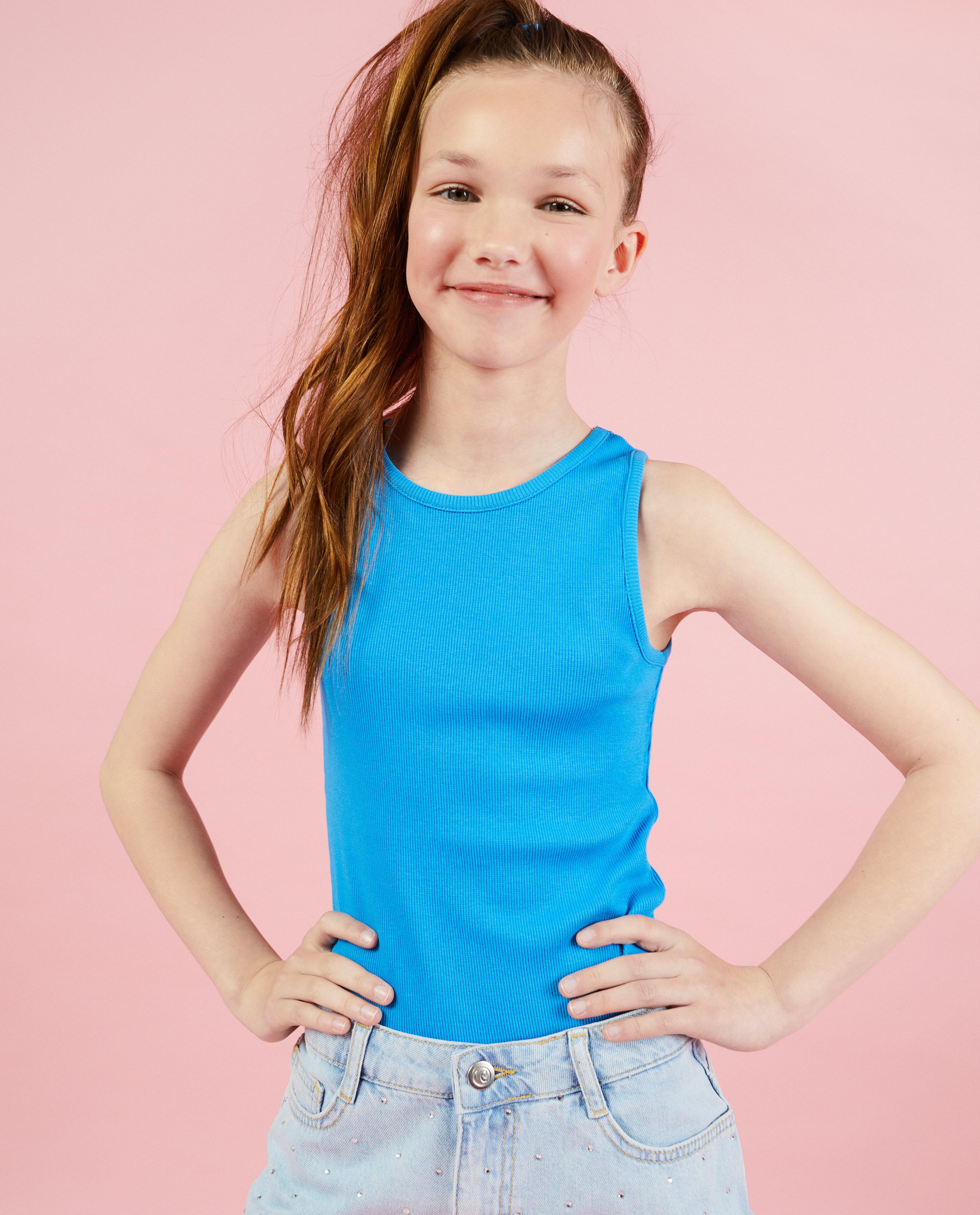 T-shirts - Blauw bodysuit met rib