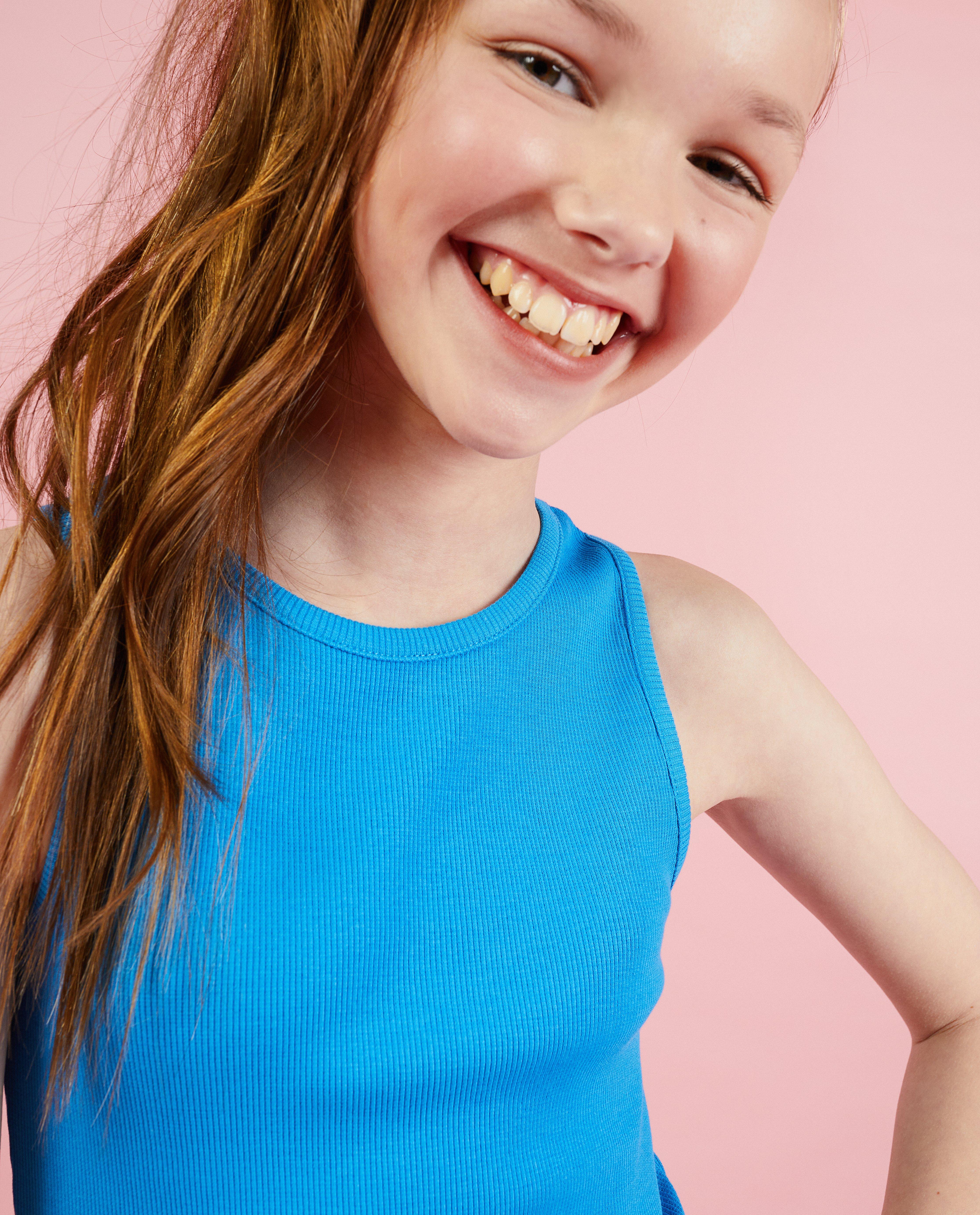 T-shirts - Blauw bodysuit met rib