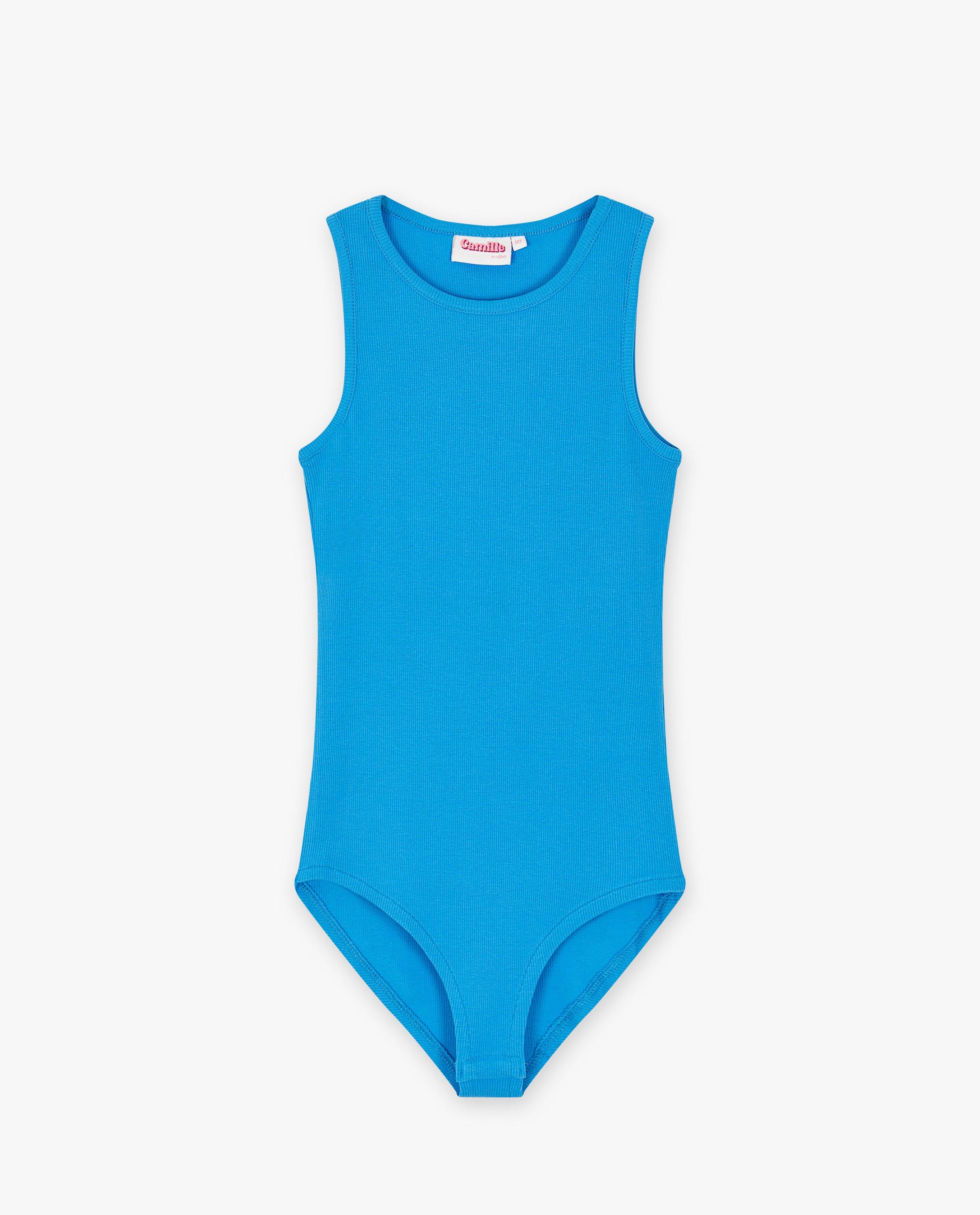 T-shirts - Blauw bodysuit met rib