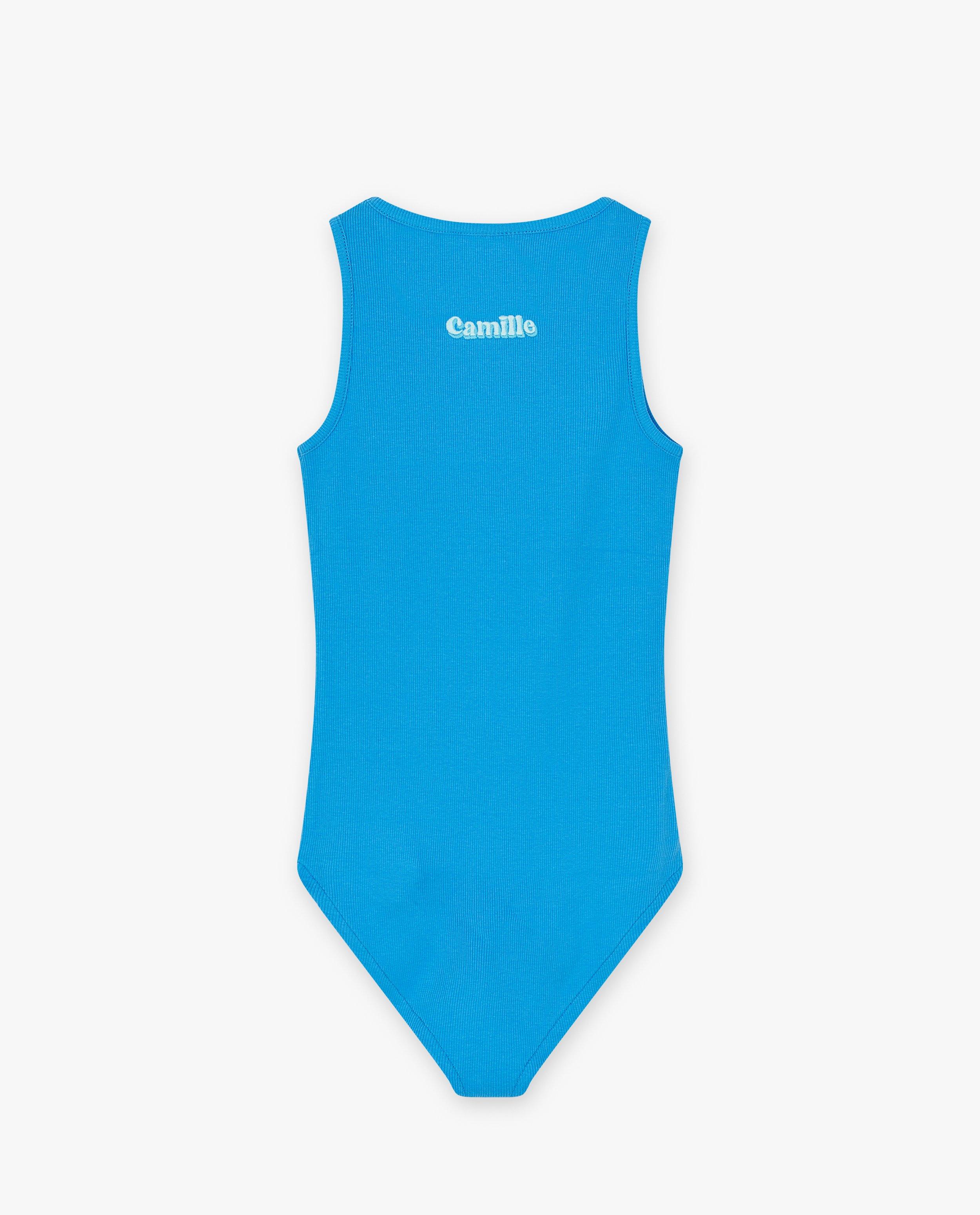 T-shirts - Blauw bodysuit met rib
