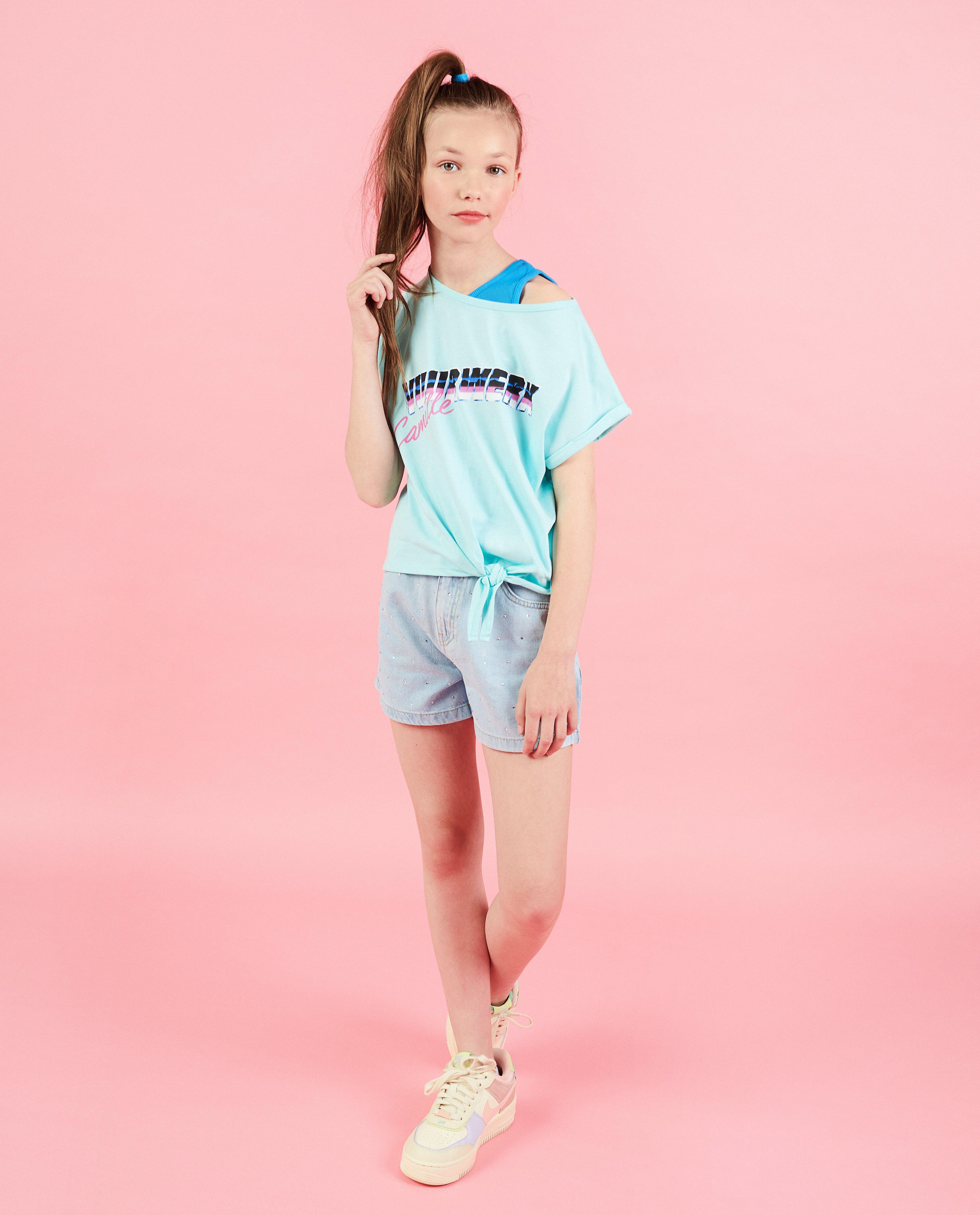 Short en jeans avec des strass - null - CAMILLE