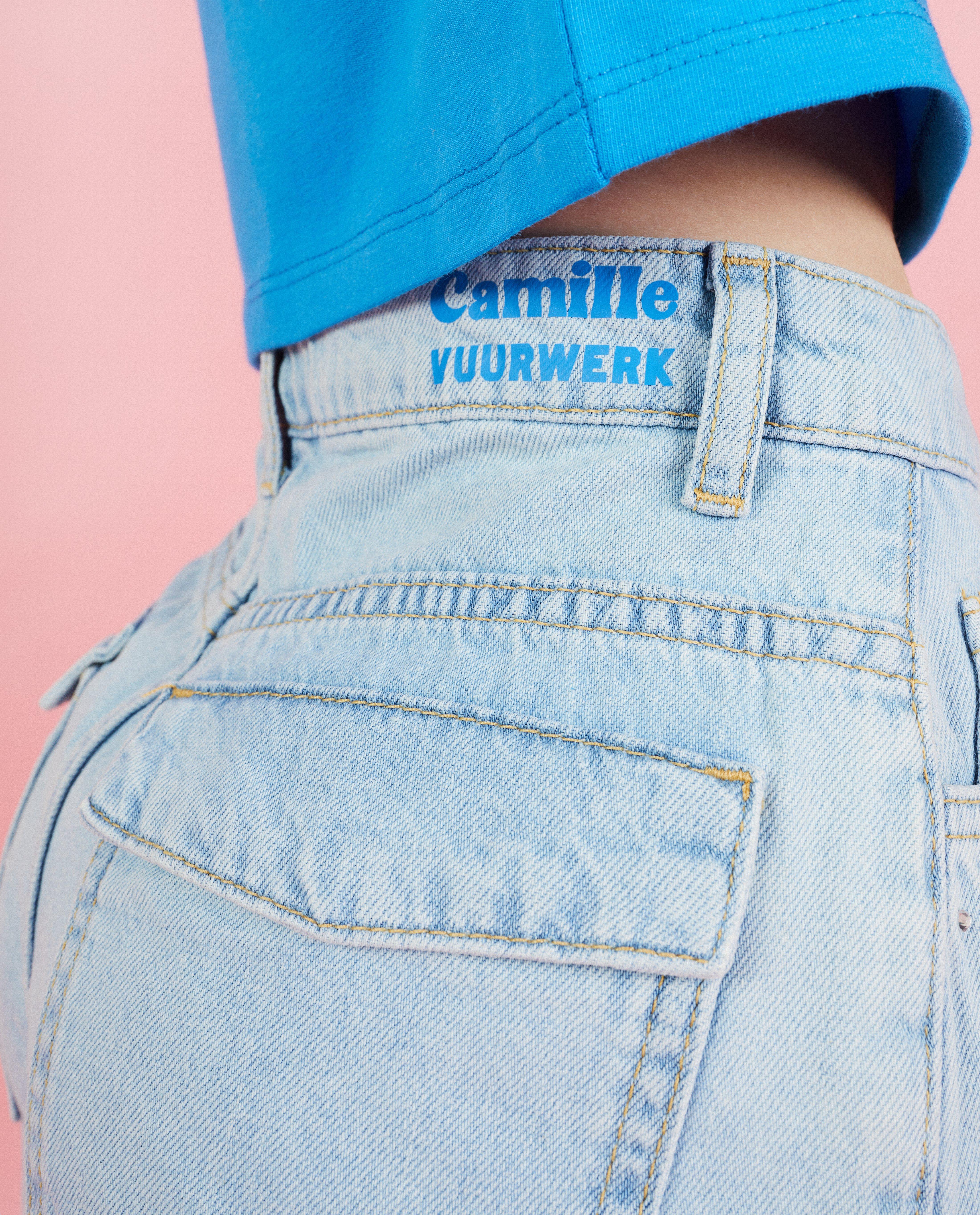 Shorten - Jeansshort met strass-steentjes