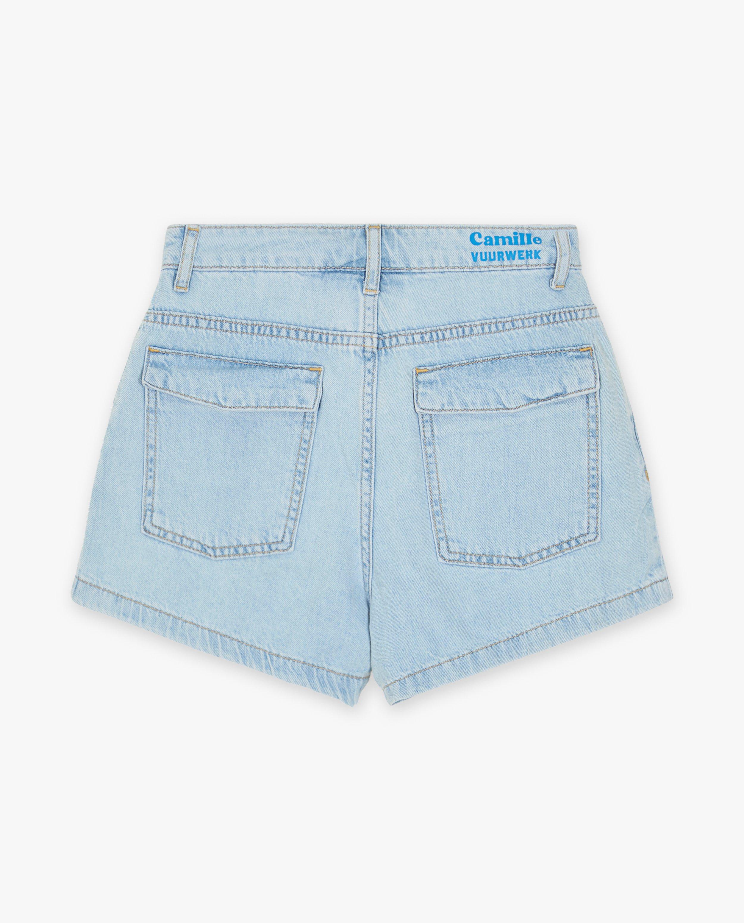 Shorten - Jeansshort met strass-steentjes