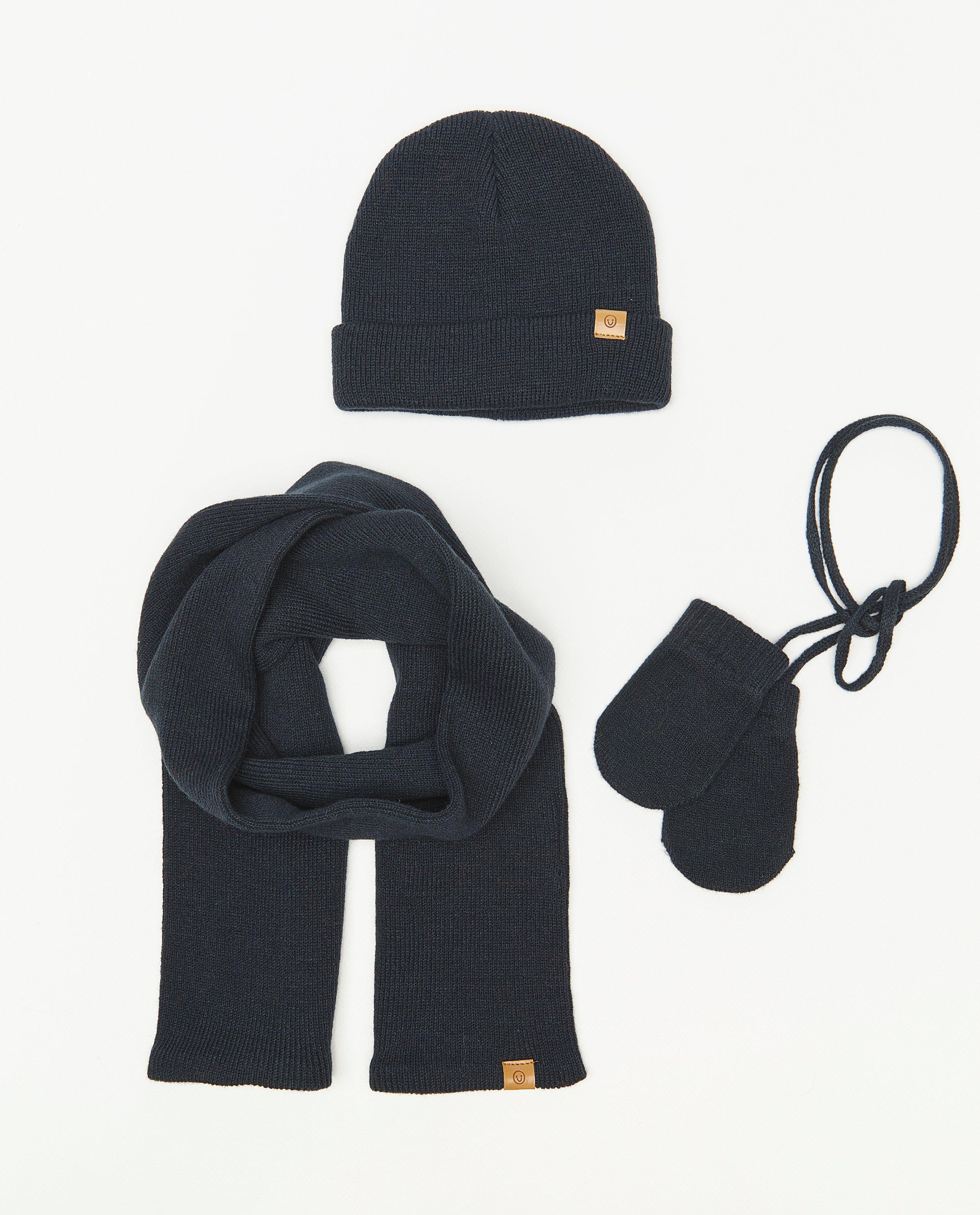 Ensemble&nbsp;: bonnet + &eacute;charpe + gants b&eacute;b&eacute;  - D&eacute;tails du produit - bleu fonc&eacute; - image num&eacute;ro 1